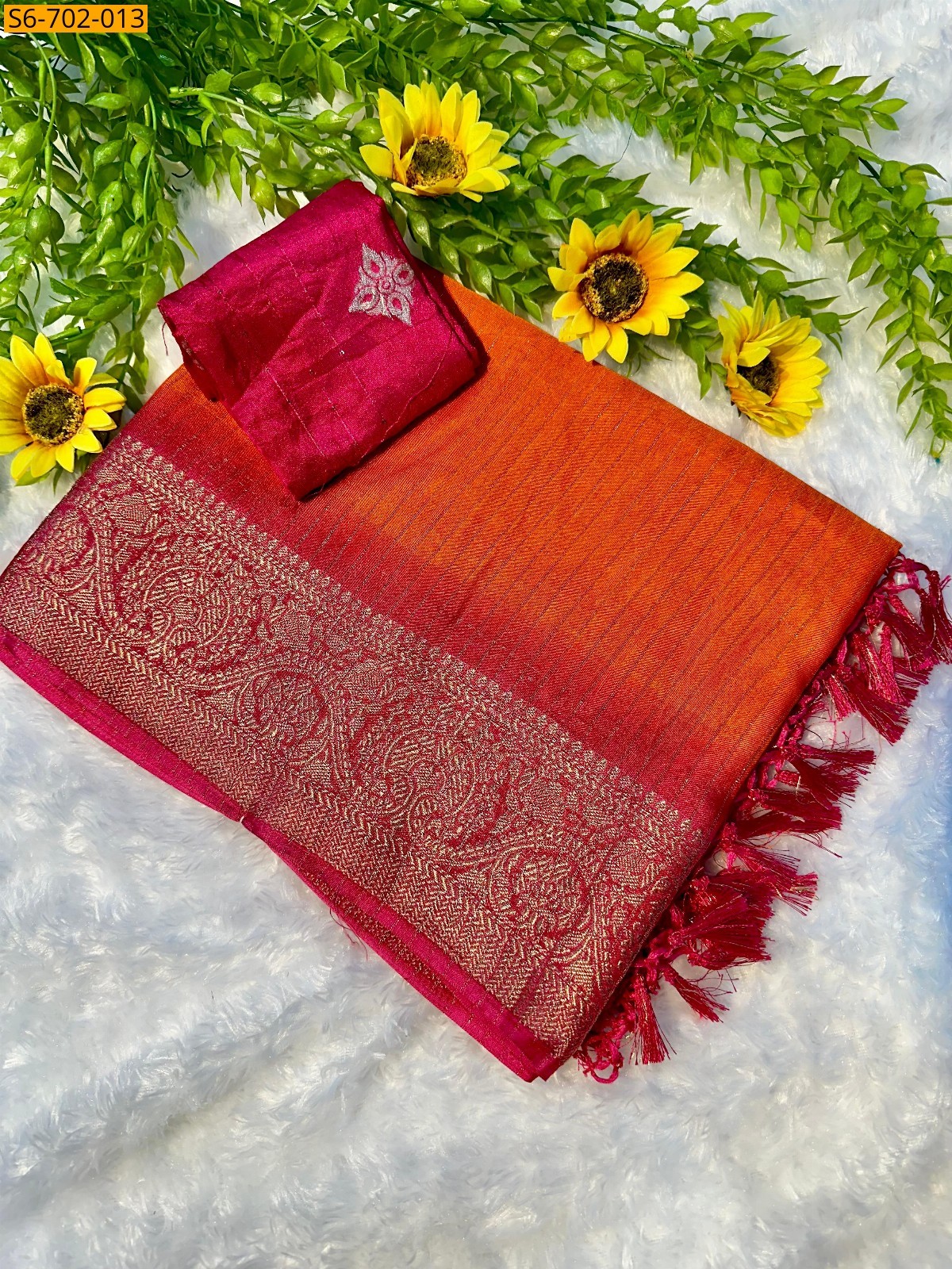 Orange Soft dola silk sarees