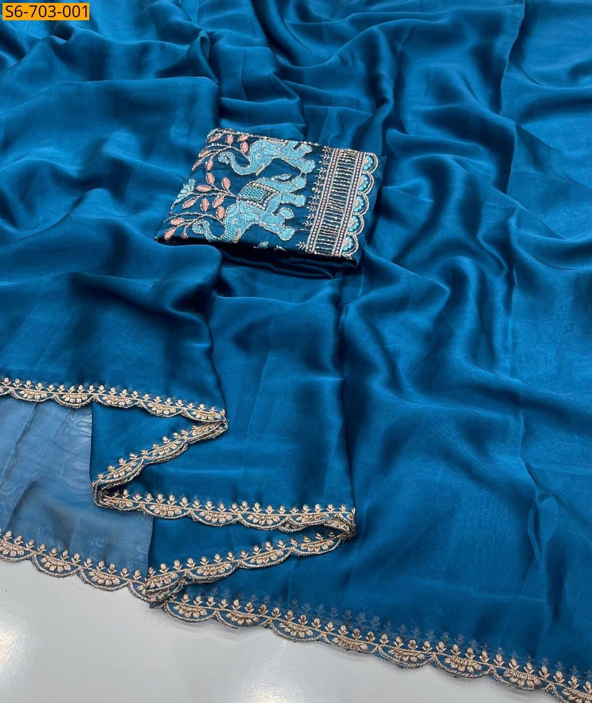 Blue Rangoli silk Saree