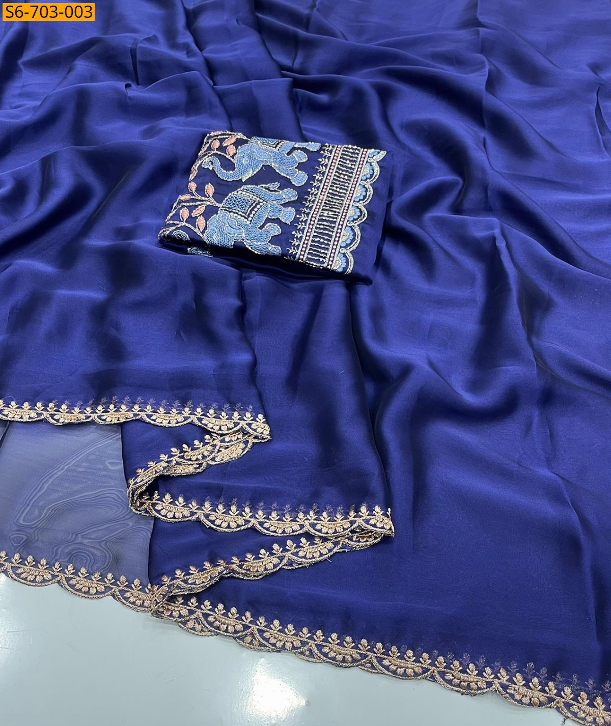 Blue Rangoli silk Saree