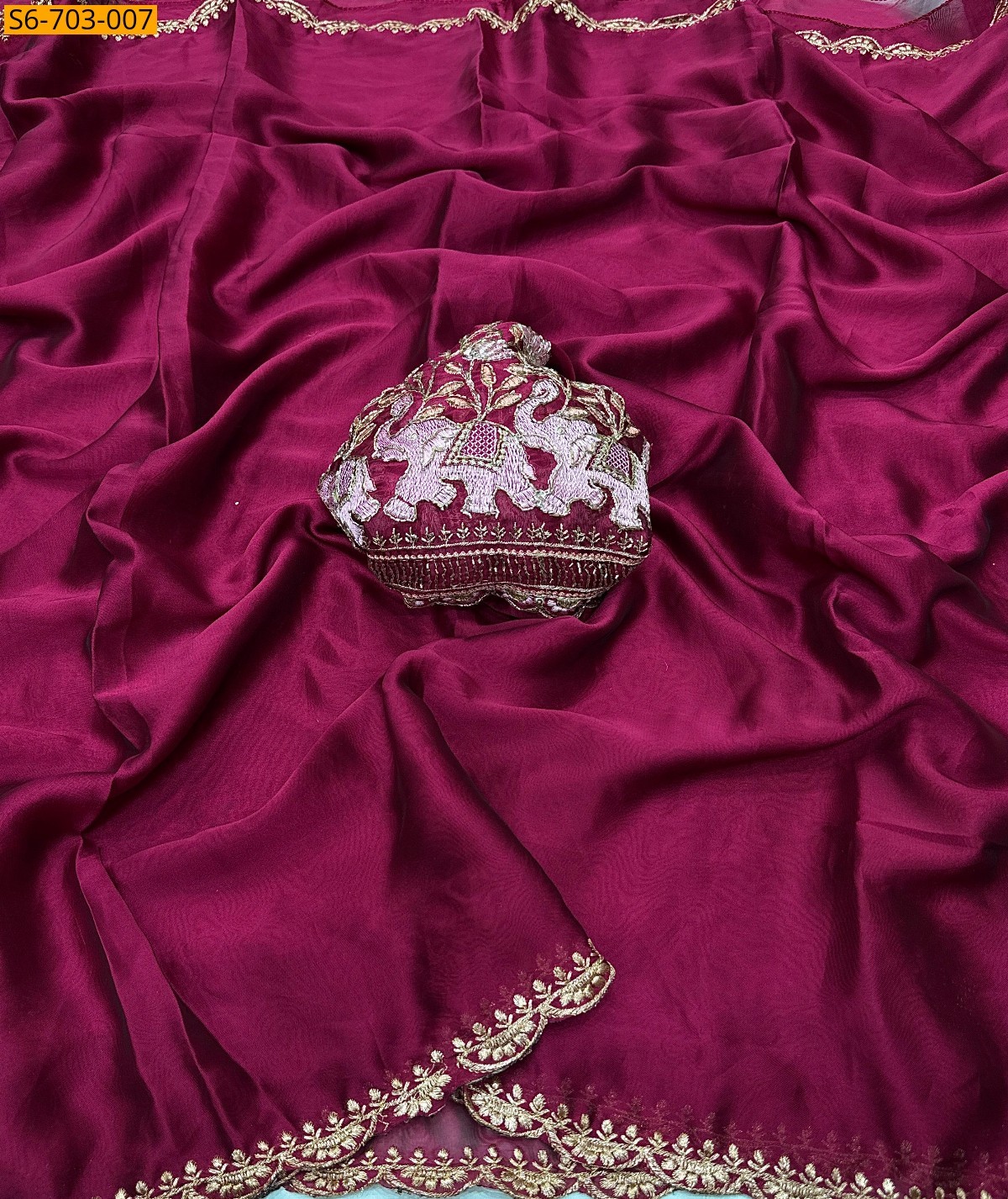 Burgandy Rangoli silk Saree