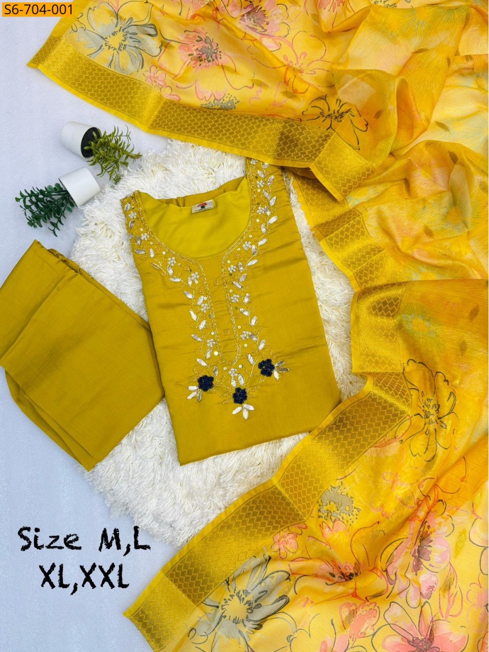 Roman Silk Kurti Pant Dupatta Set