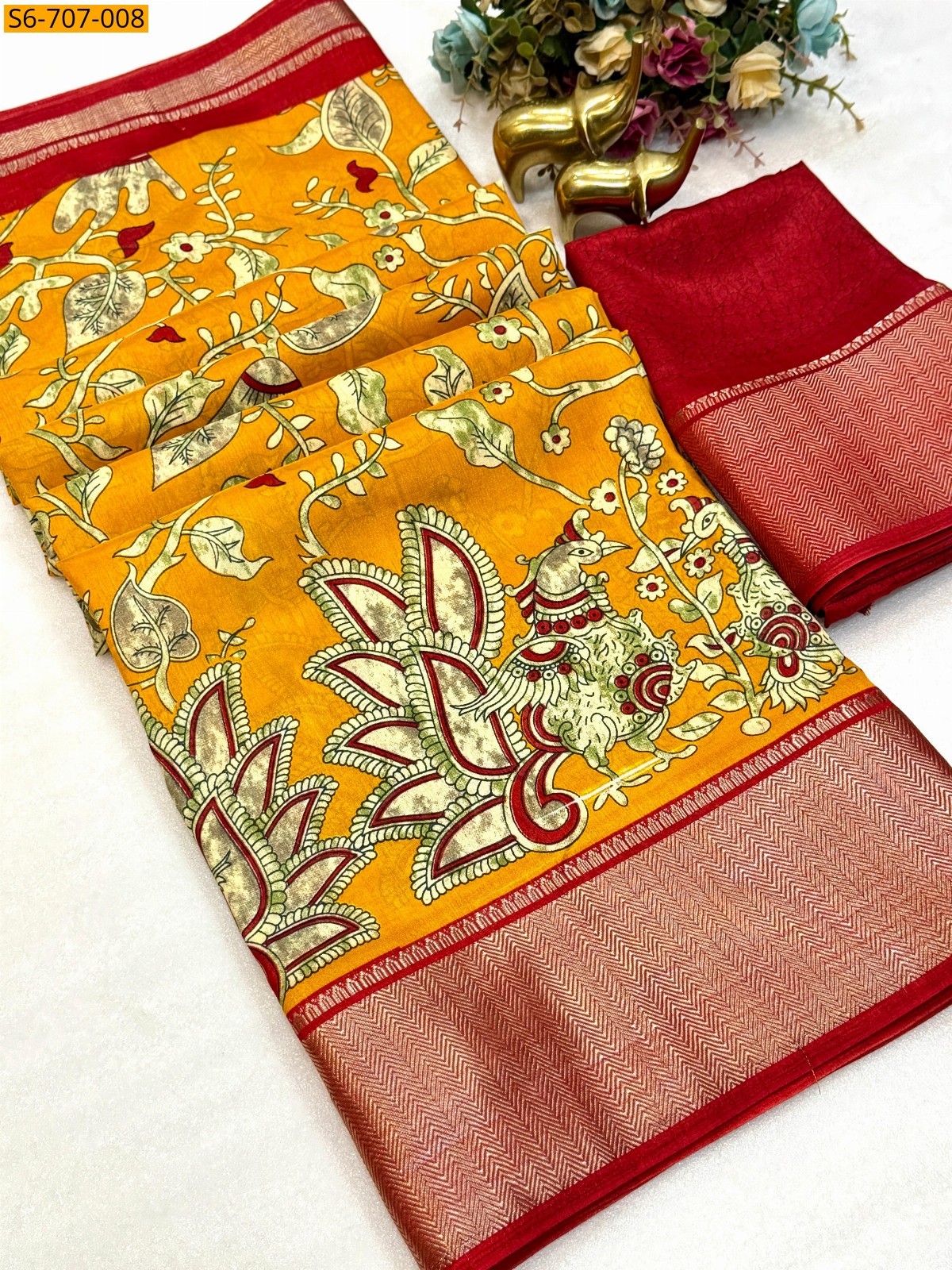 Orange Dola Silk Saree
