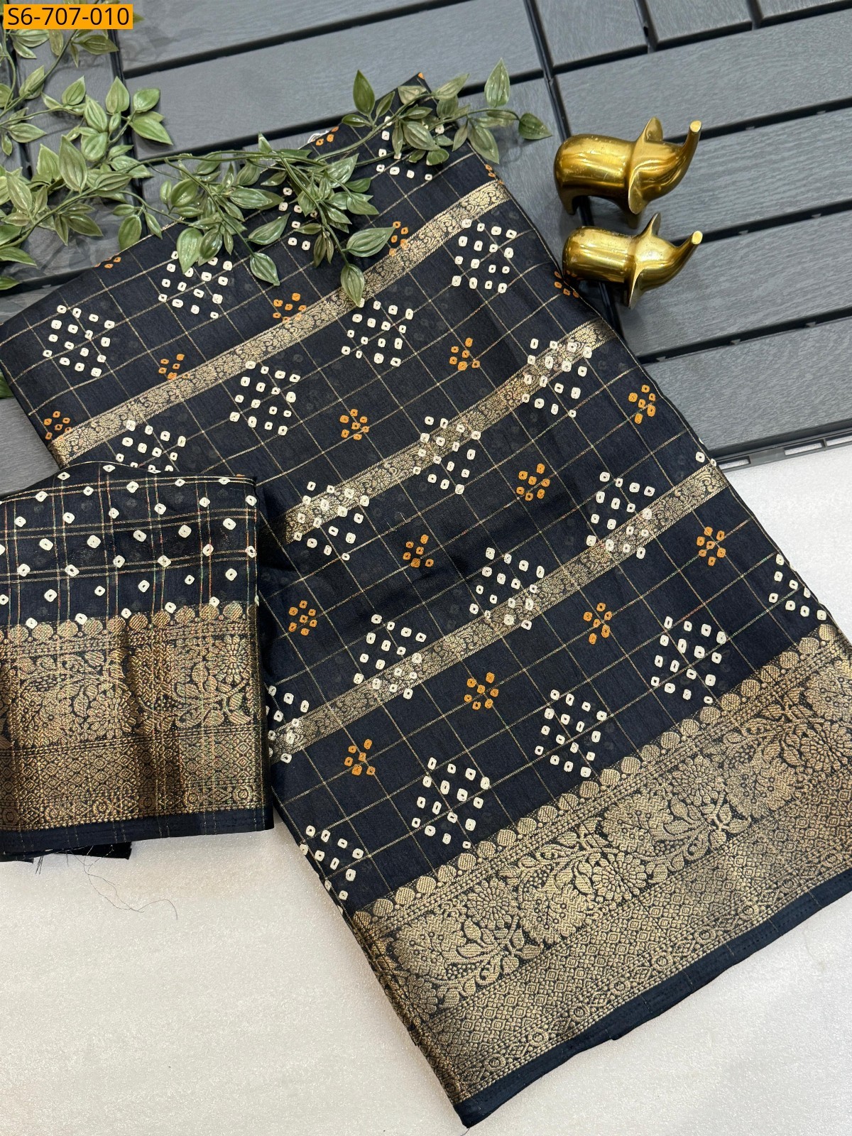 Black Dola Silk Saree