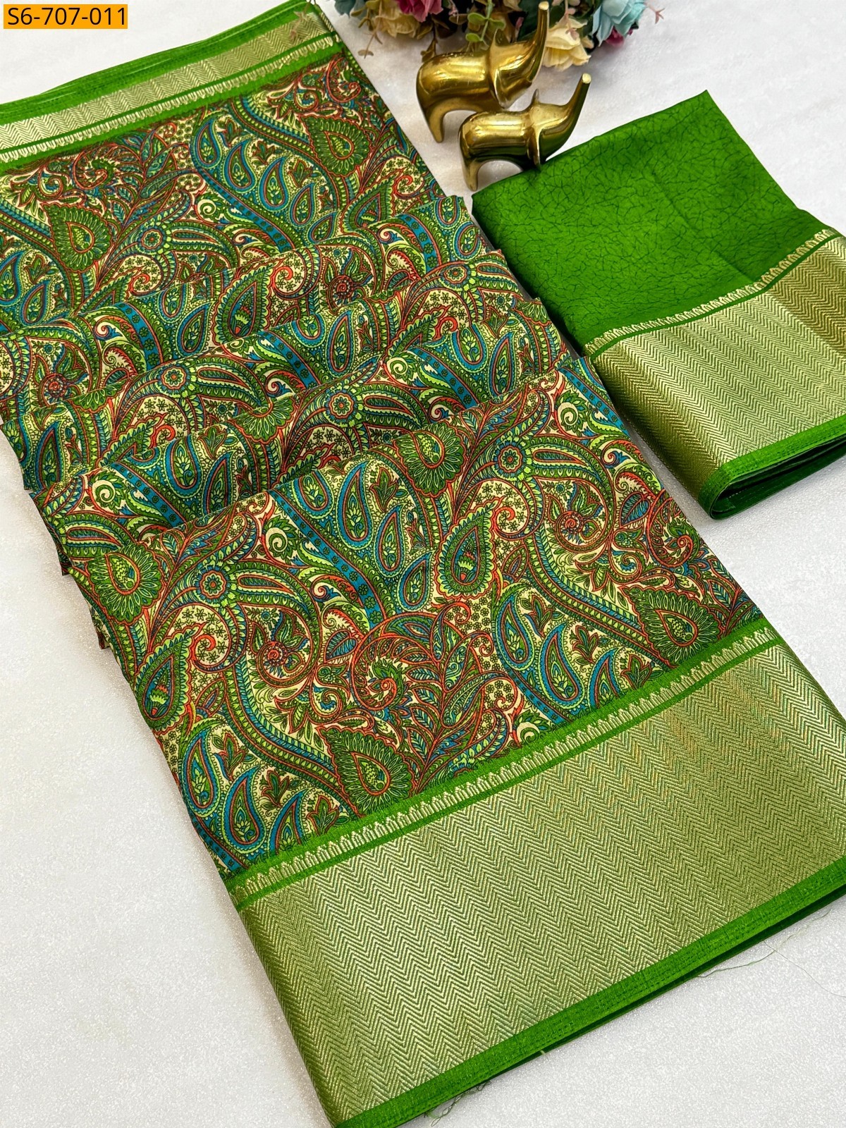 Green Dola Silk Saree