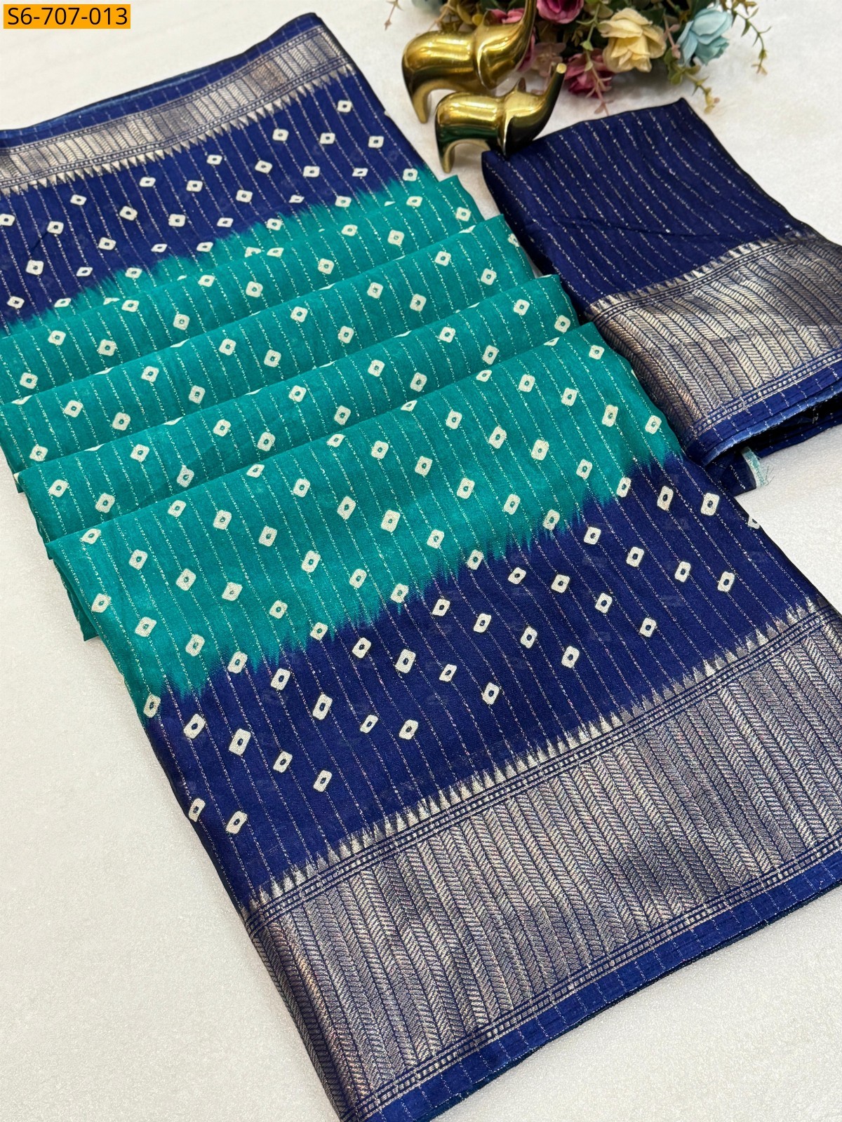 Rama Blue Dola Silk Saree