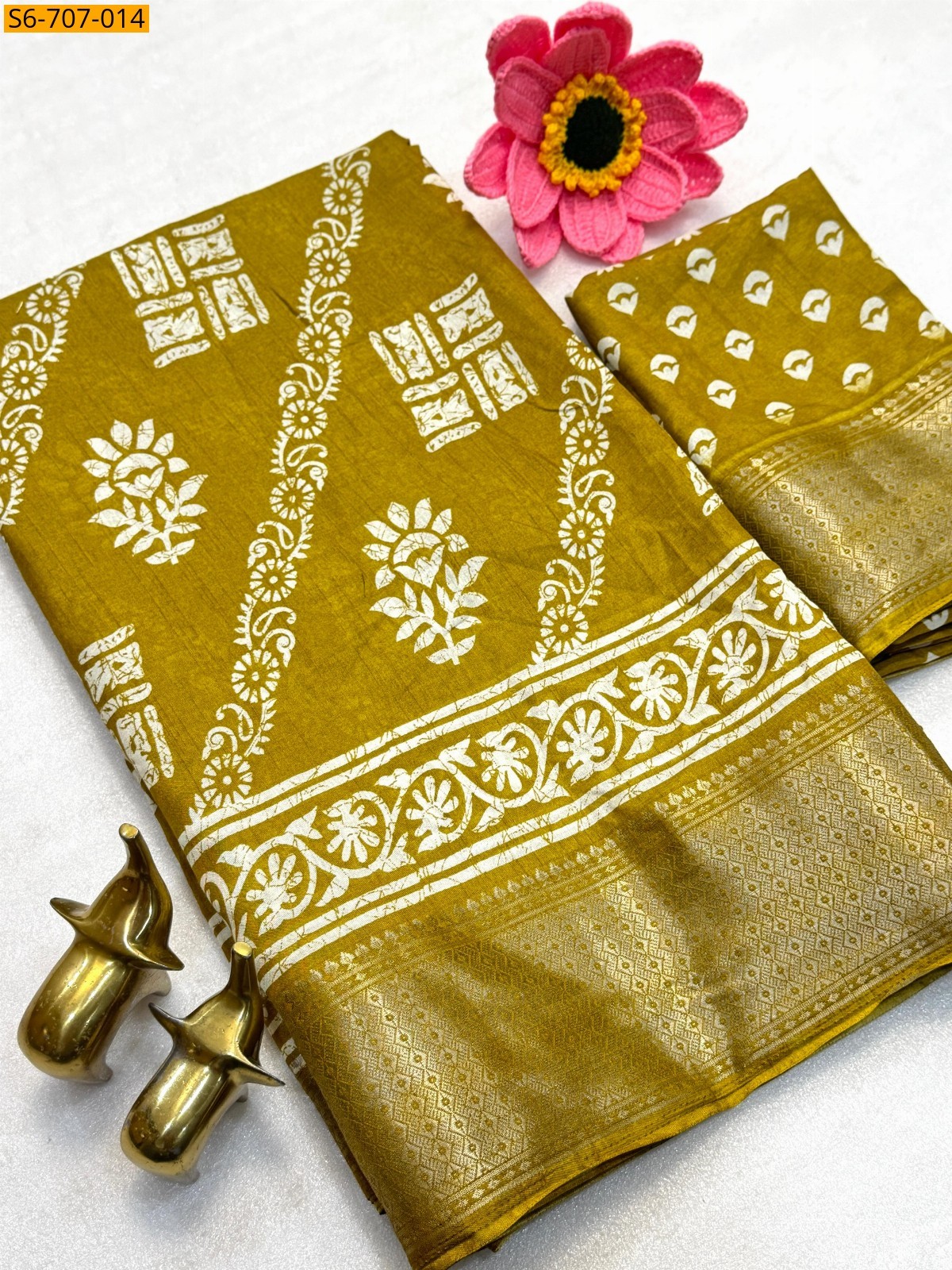 Mustard Dola Silk Saree