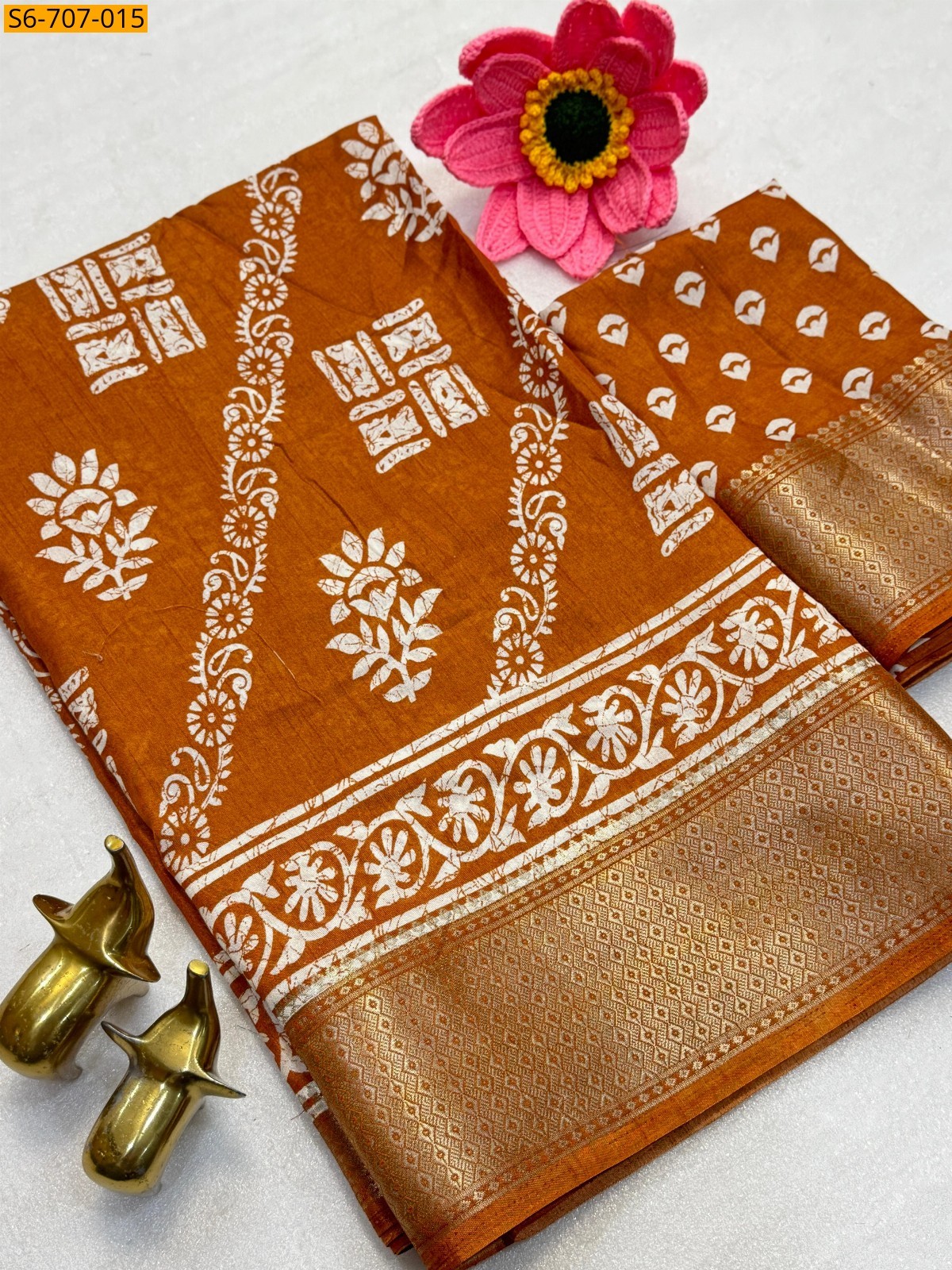 Orange Dola Silk Saree