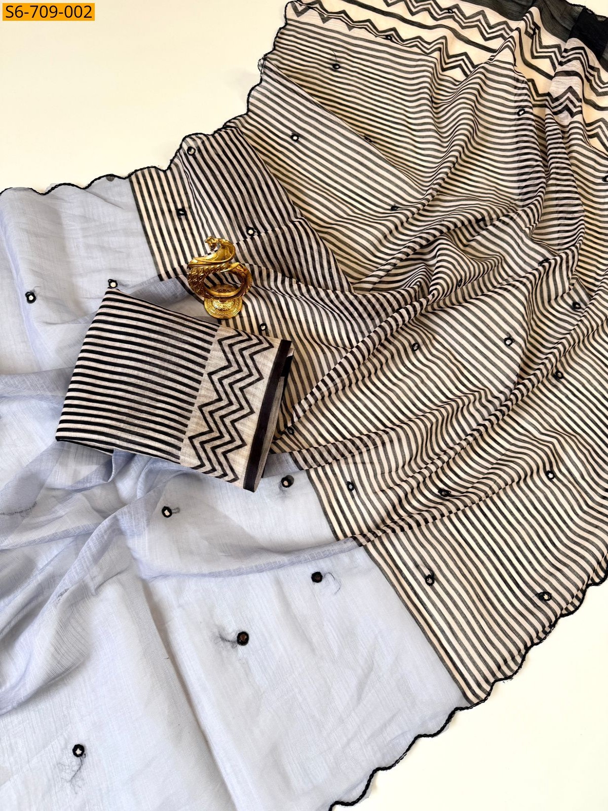 Light Blue Linen Cotton Saree