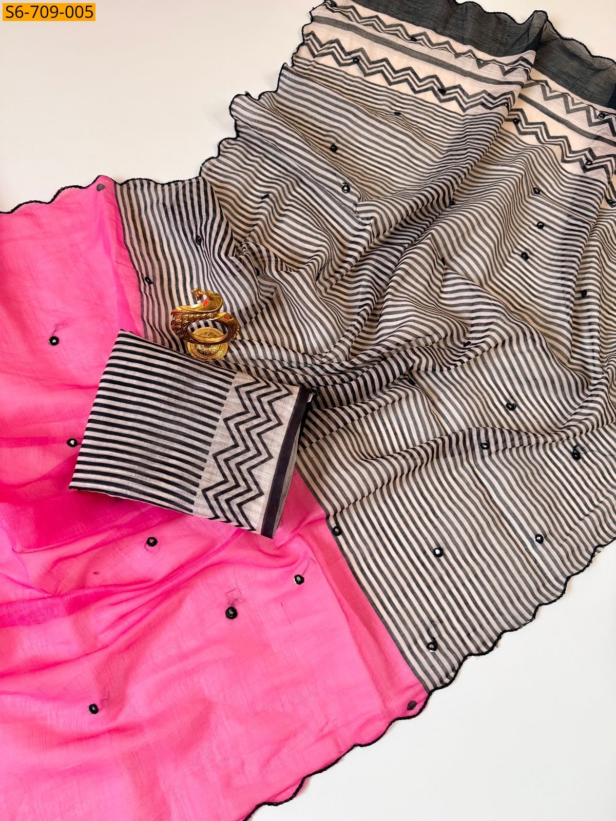 Rose Linen Cotton Saree