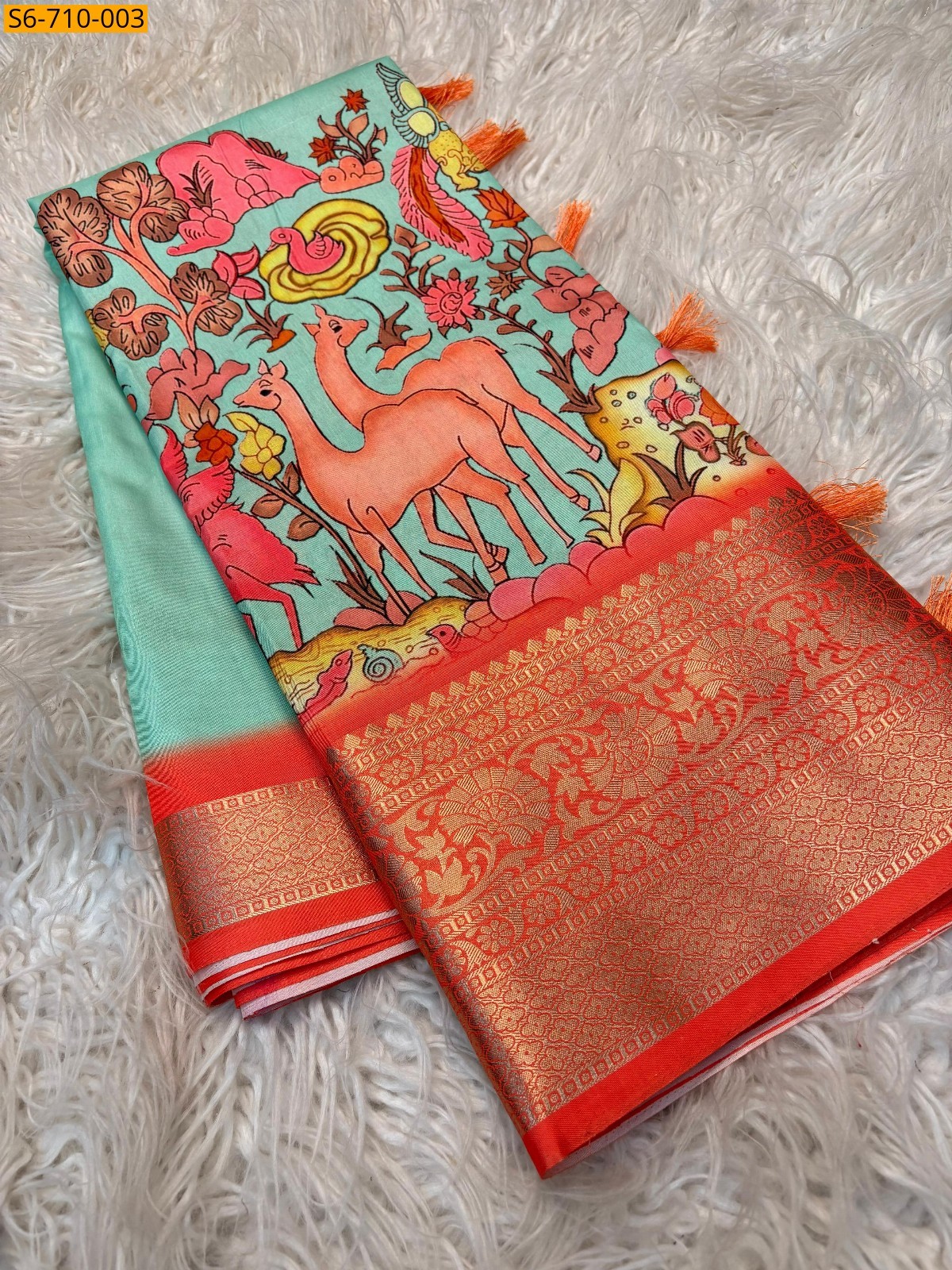 Green Soft Dola Silk Saree