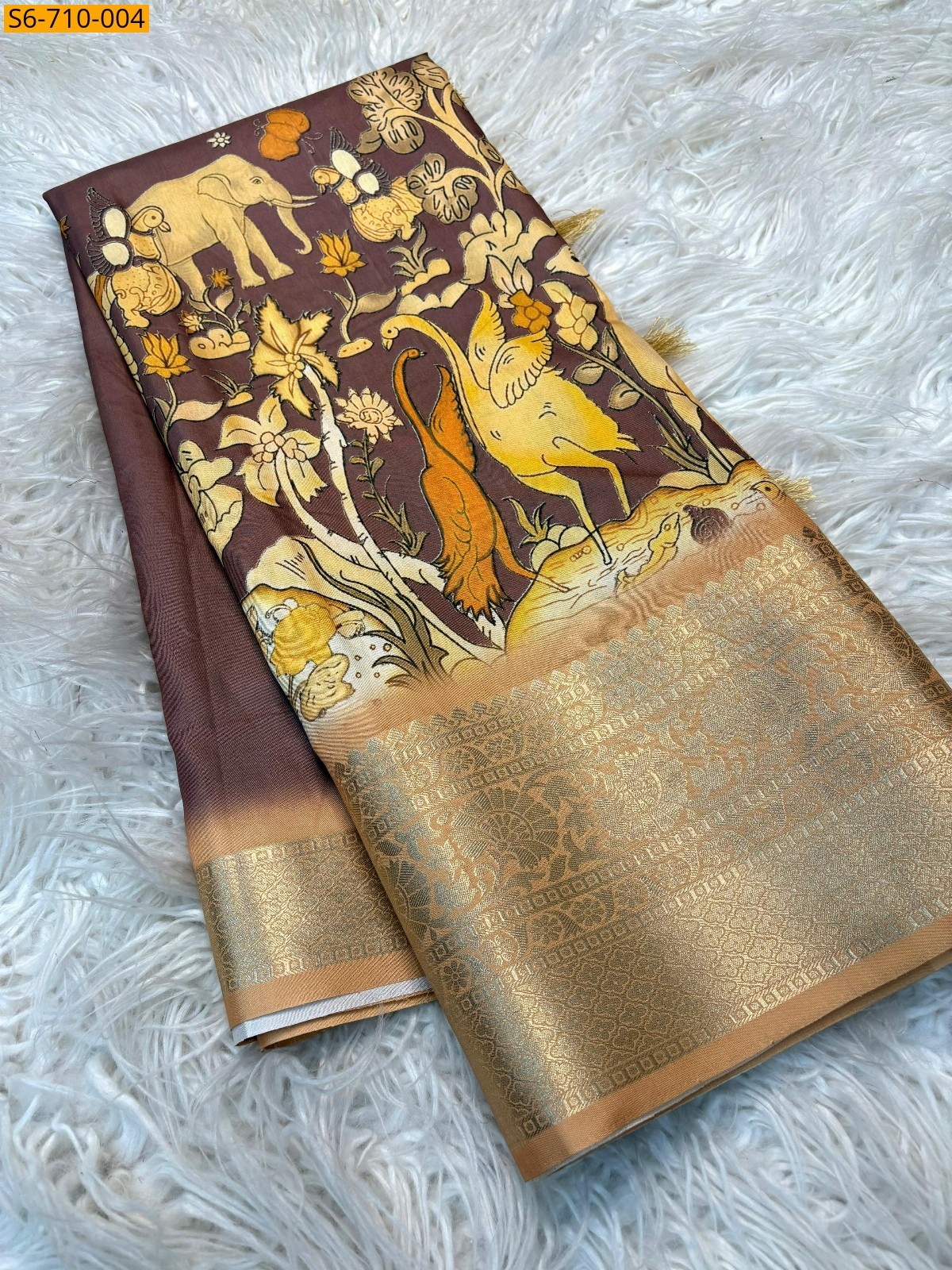 Brown Soft Dola Silk Saree