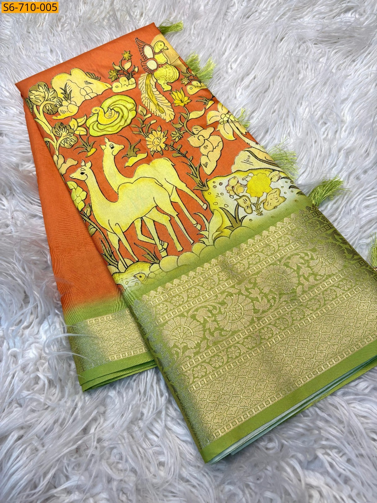 Orange Soft Dola Silk Saree