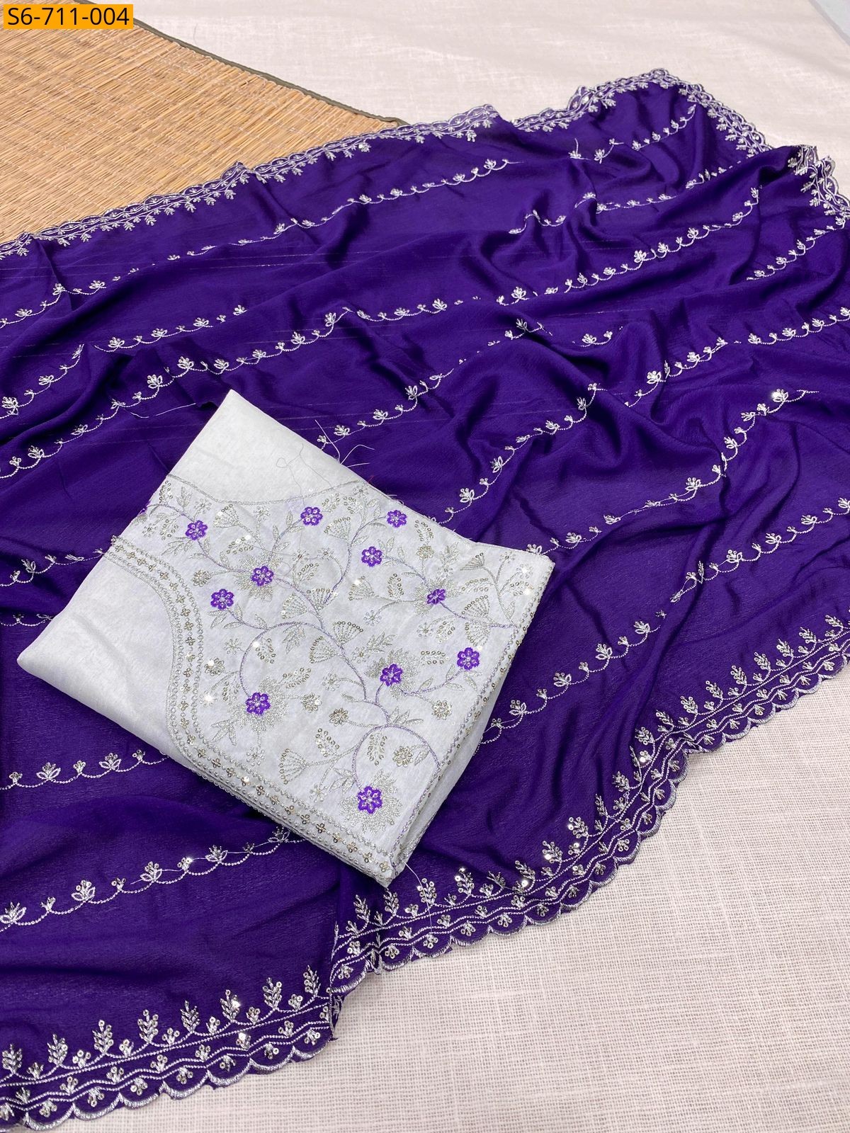 Violet Fancy Chinnon Saree