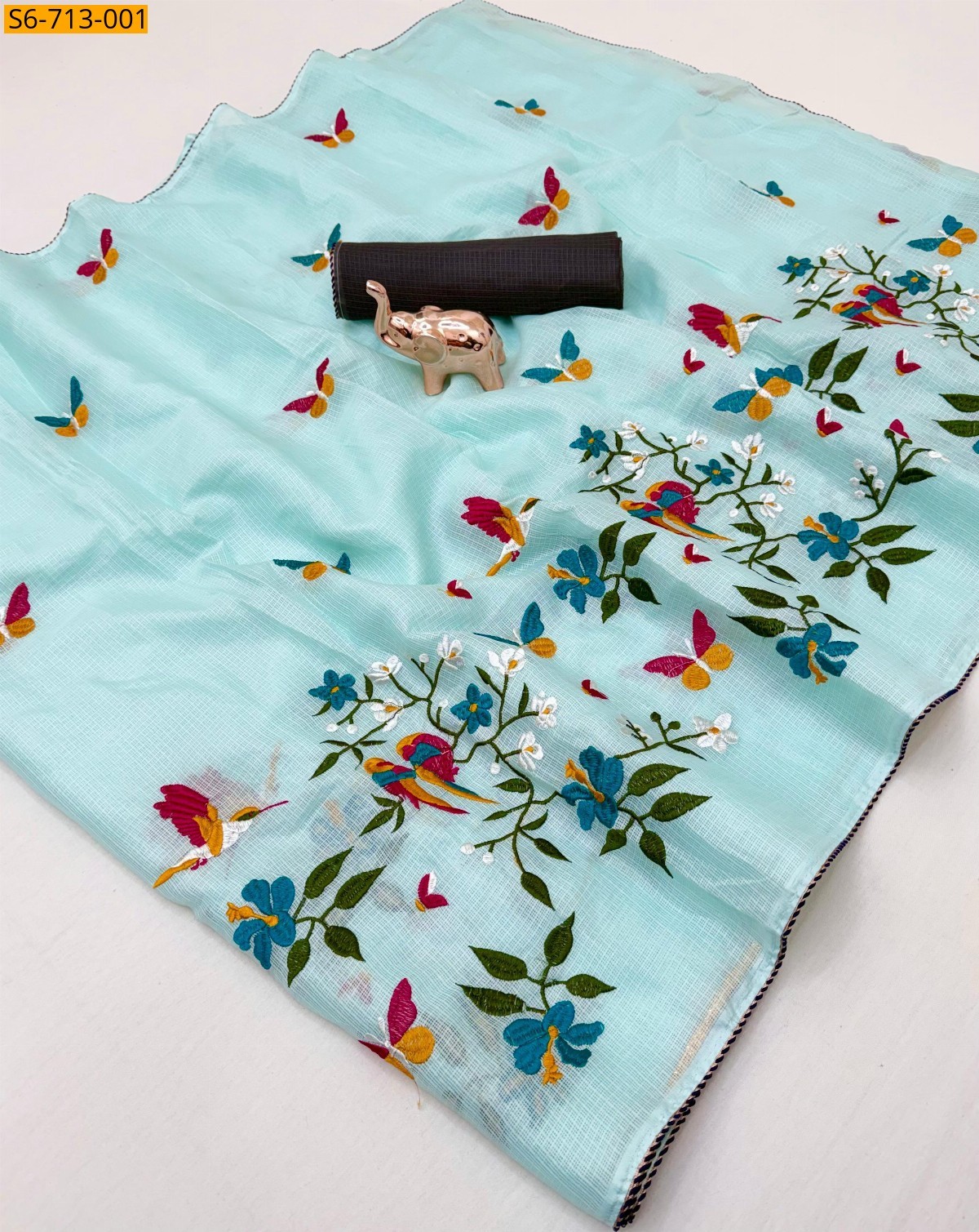 Blue Premium kota Embroidery Saree