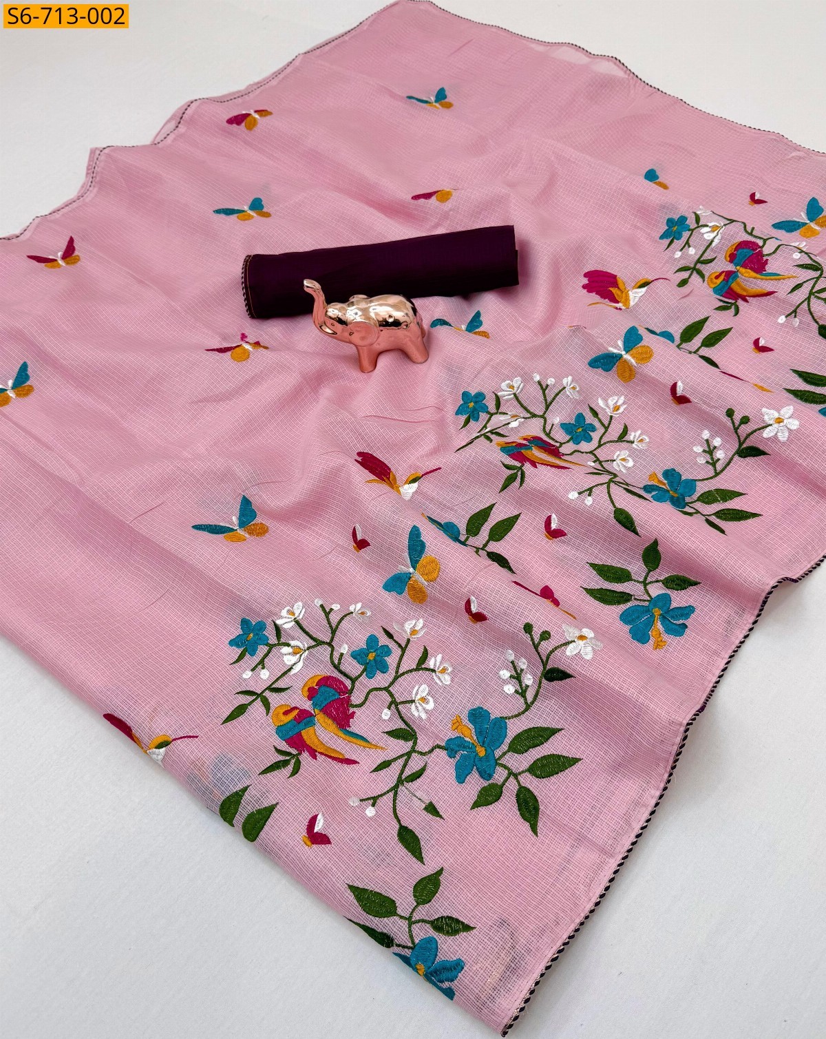 Pink Premium kota Embroidery Saree