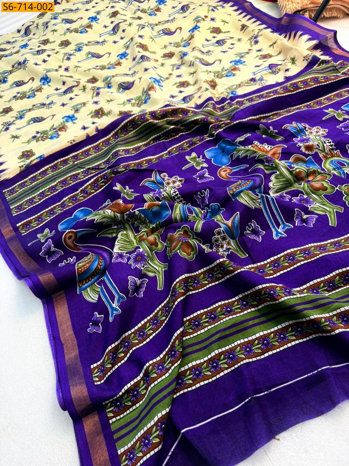 Fancy Mul Cotton Saree - Voilet