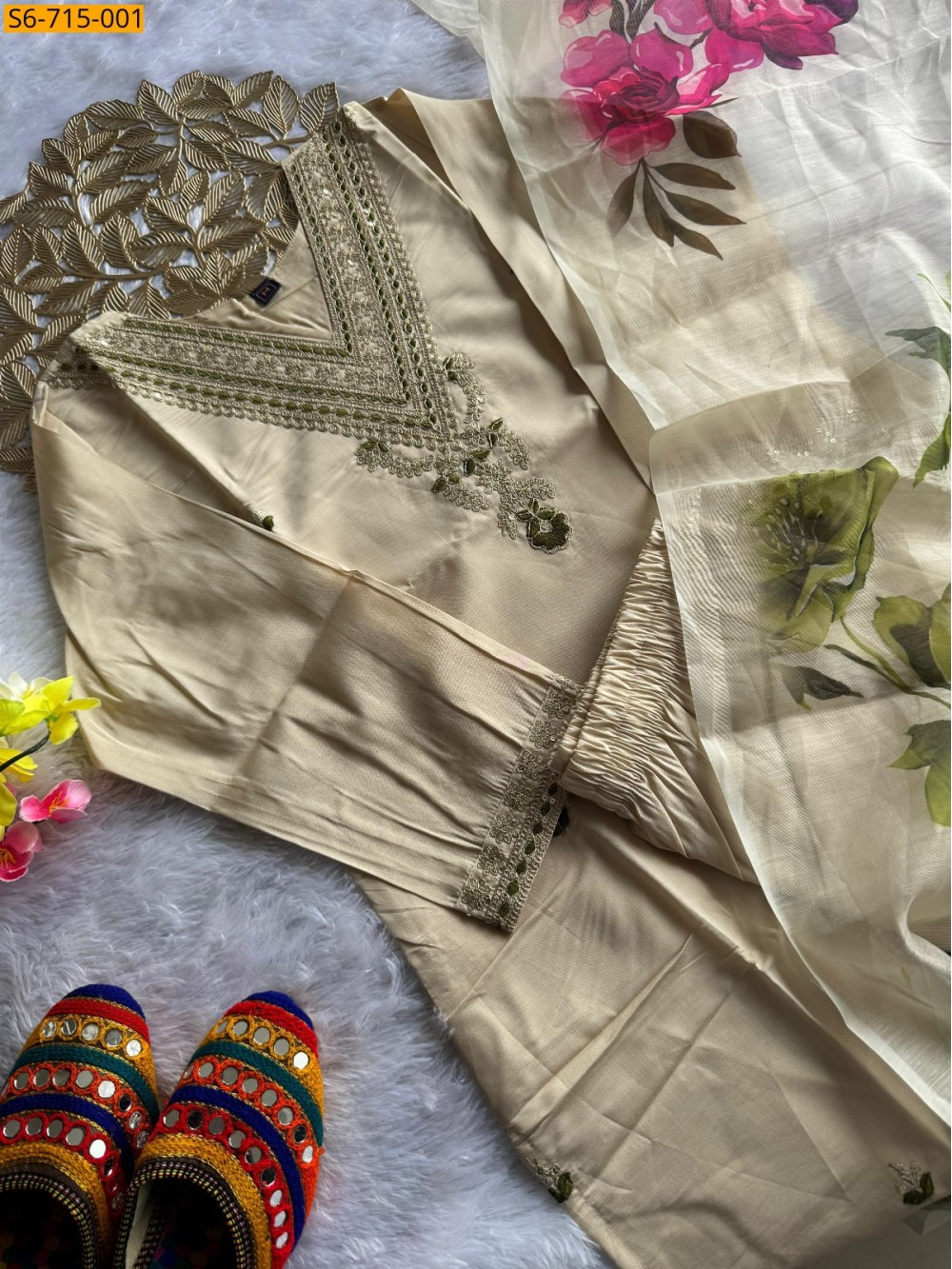 Sandal Roman Silk Kurti Pant Dupatta Set Sandal Roman Silk Kurti Pant Dupatta Set