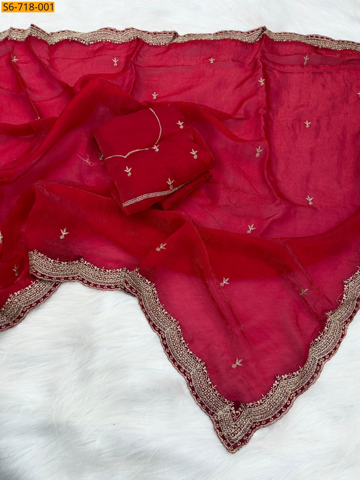 Red Soft Space Silk Saree