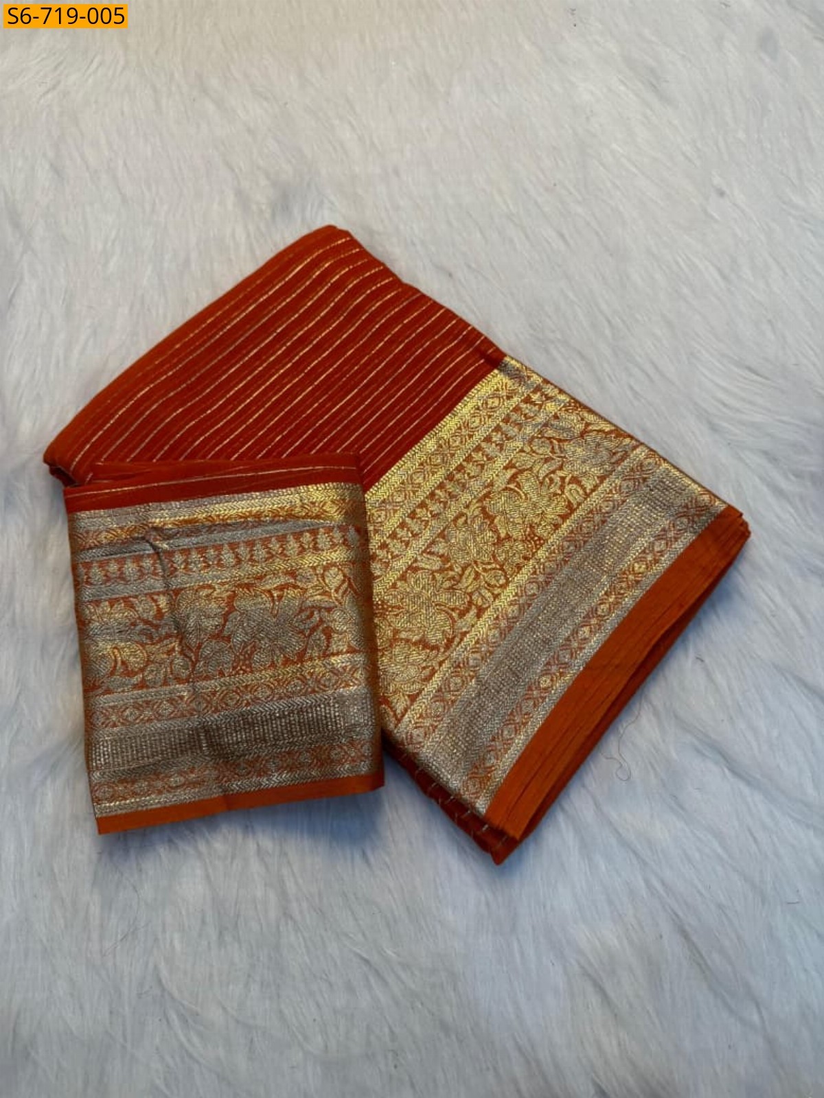 Orange Viscose Georgette Saree