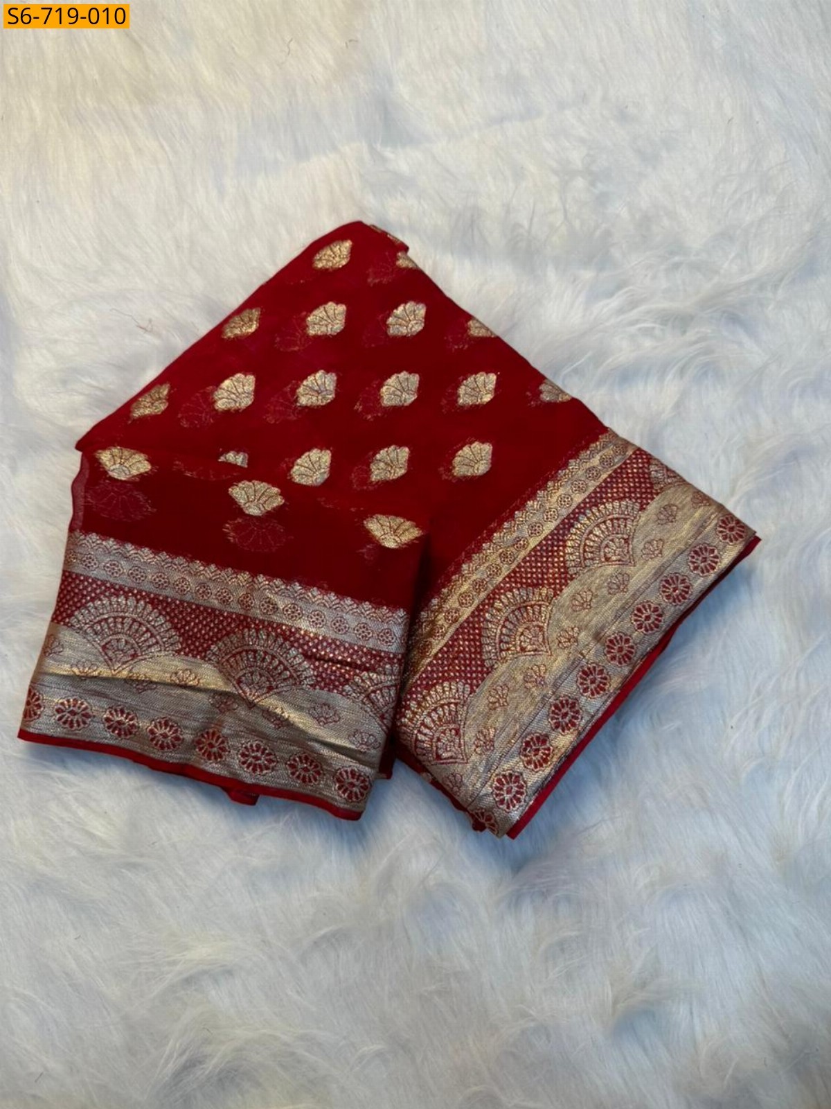 Orange Viscose Georgette Saree