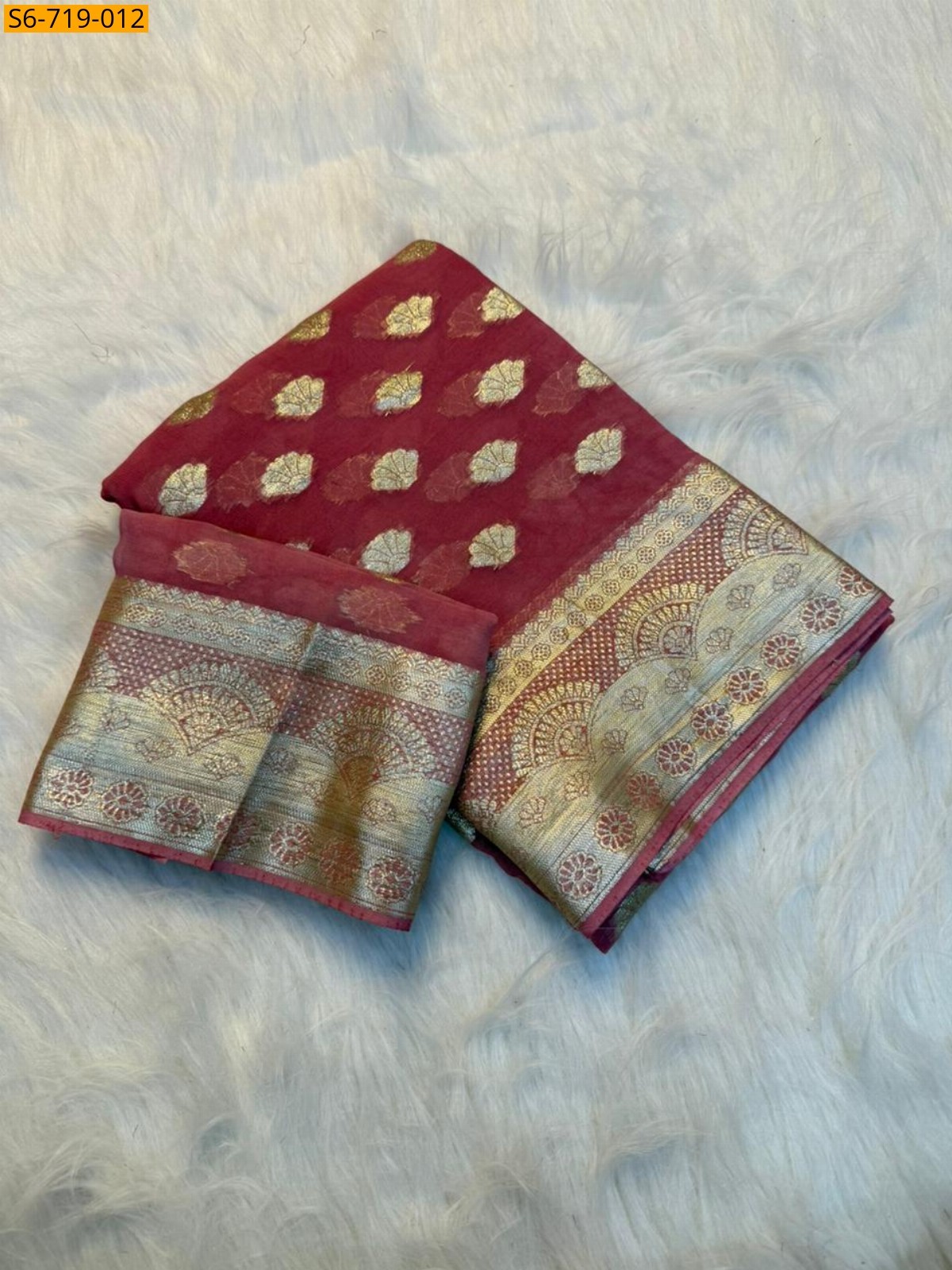 Light Pink Viscose Georgette Saree