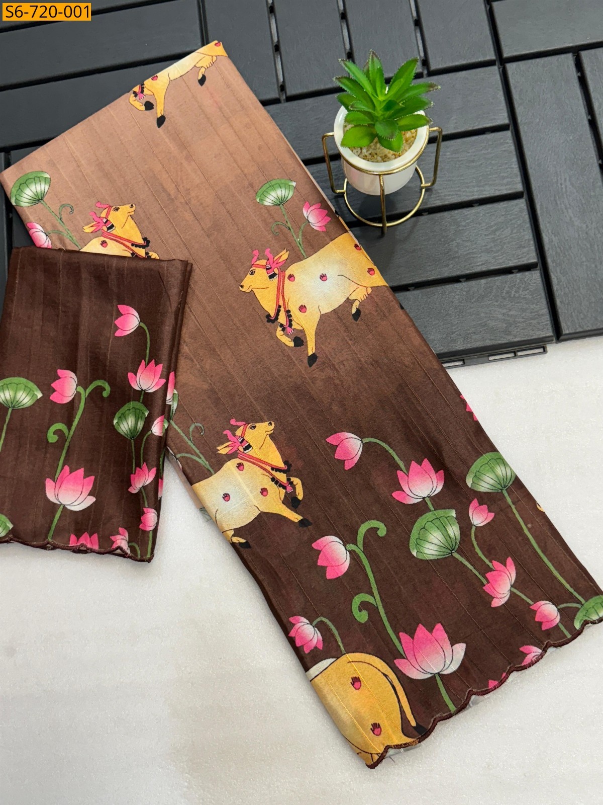 Brown Soft Space Silk Saree