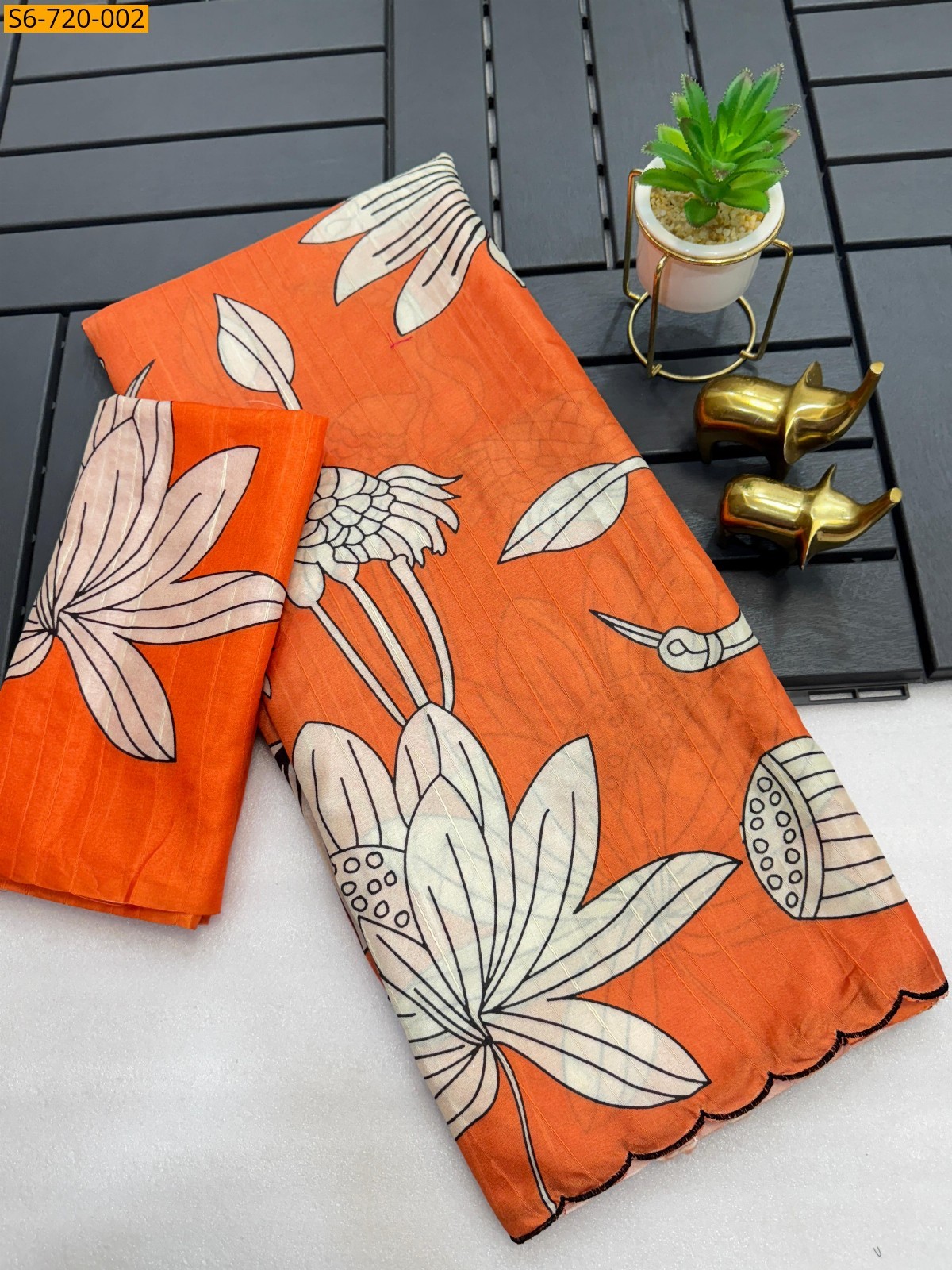 Orange Soft Space Silk Saree