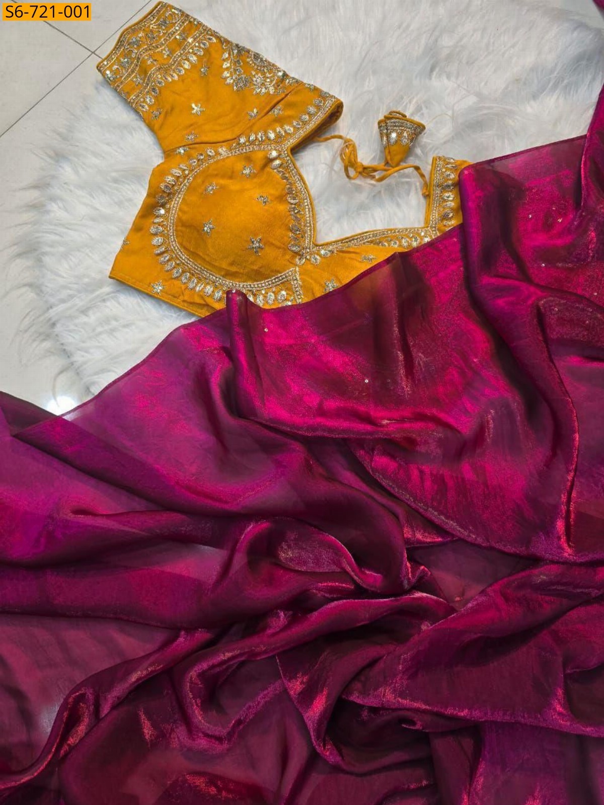 Megenta Space silk Saree