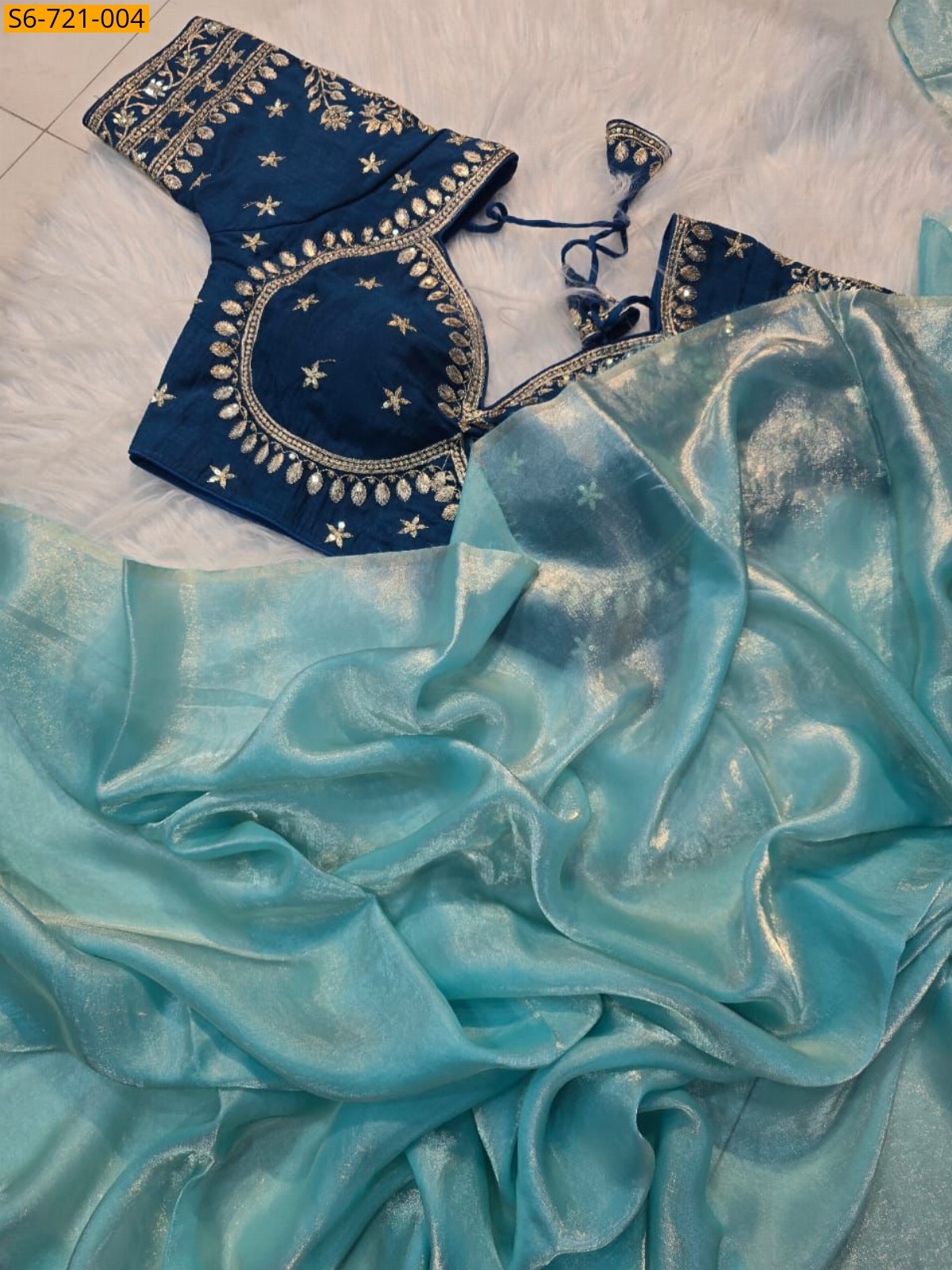 Sky blue Space silk Saree