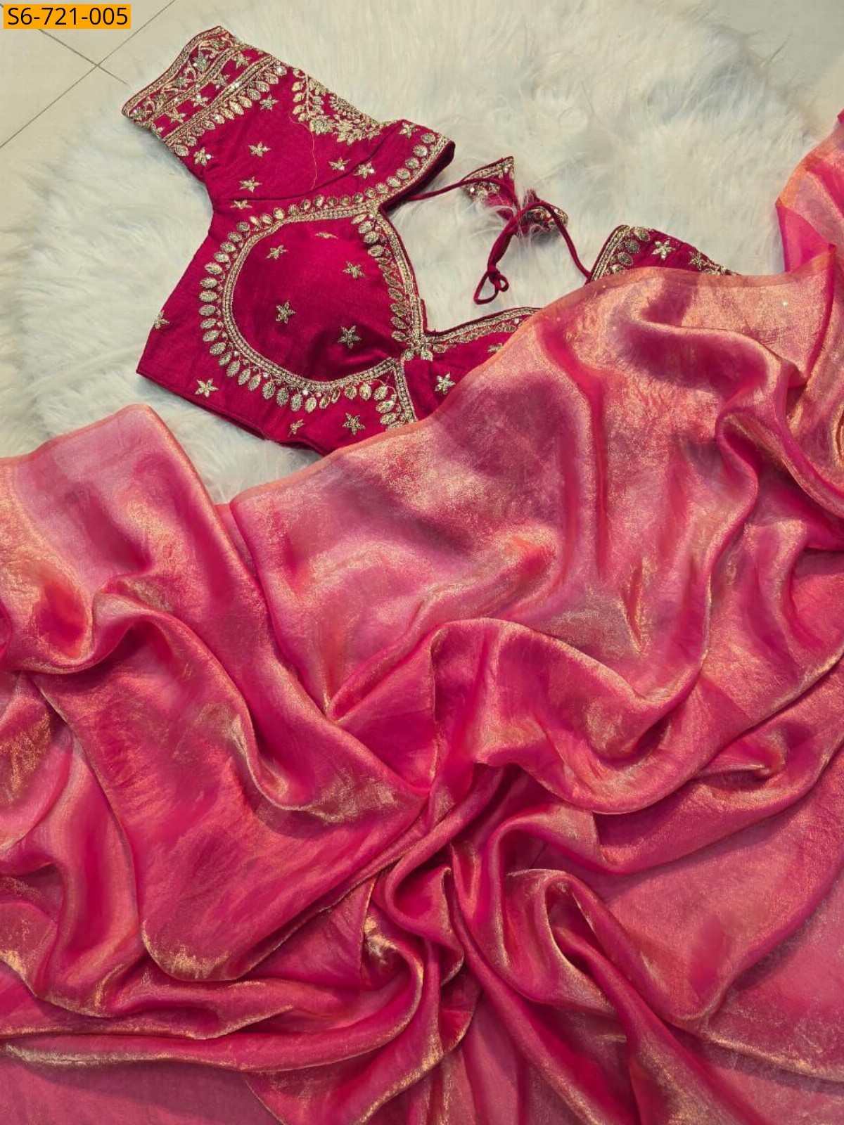 Peach Space silk Saree