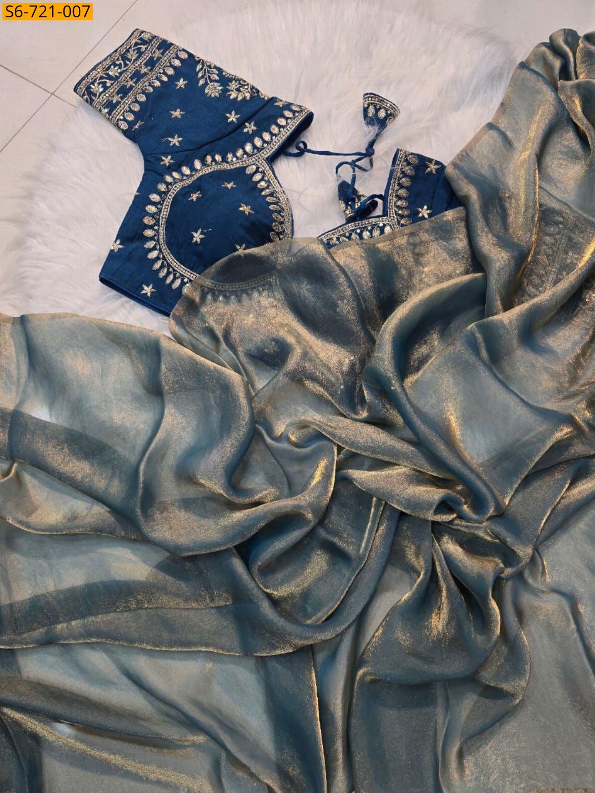 Grey Space silk Saree