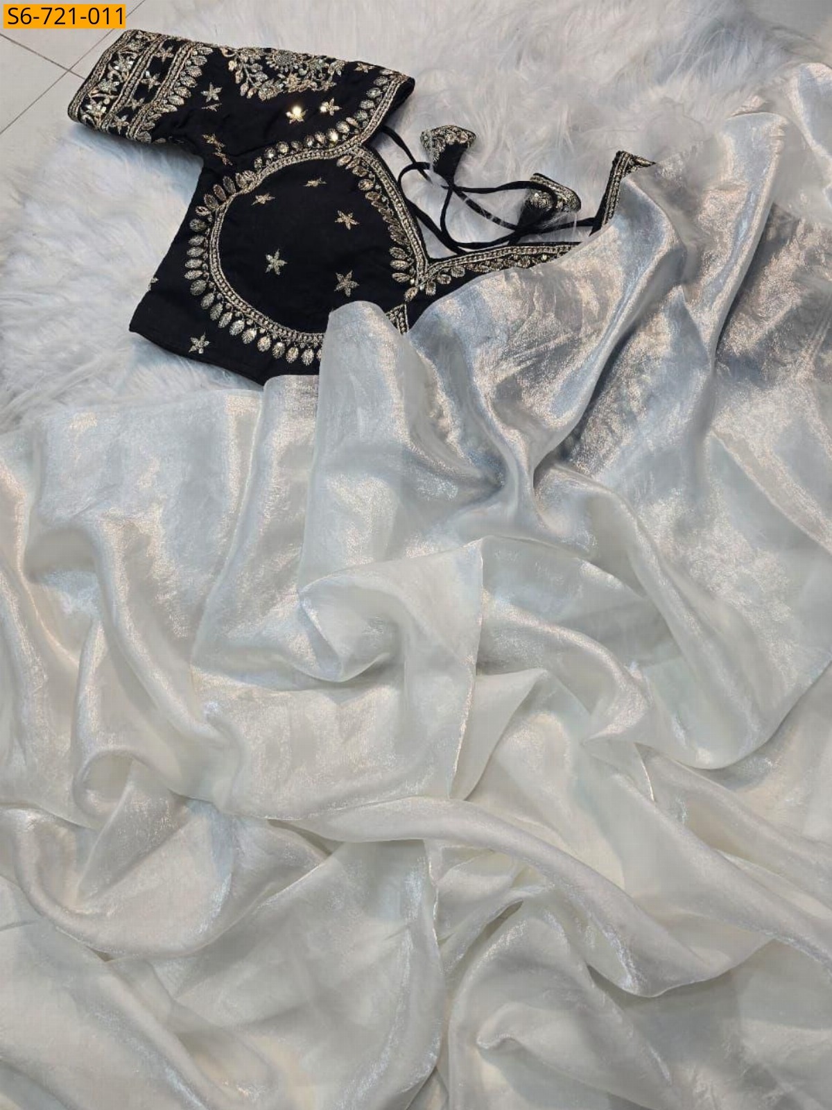 White Space silk Saree