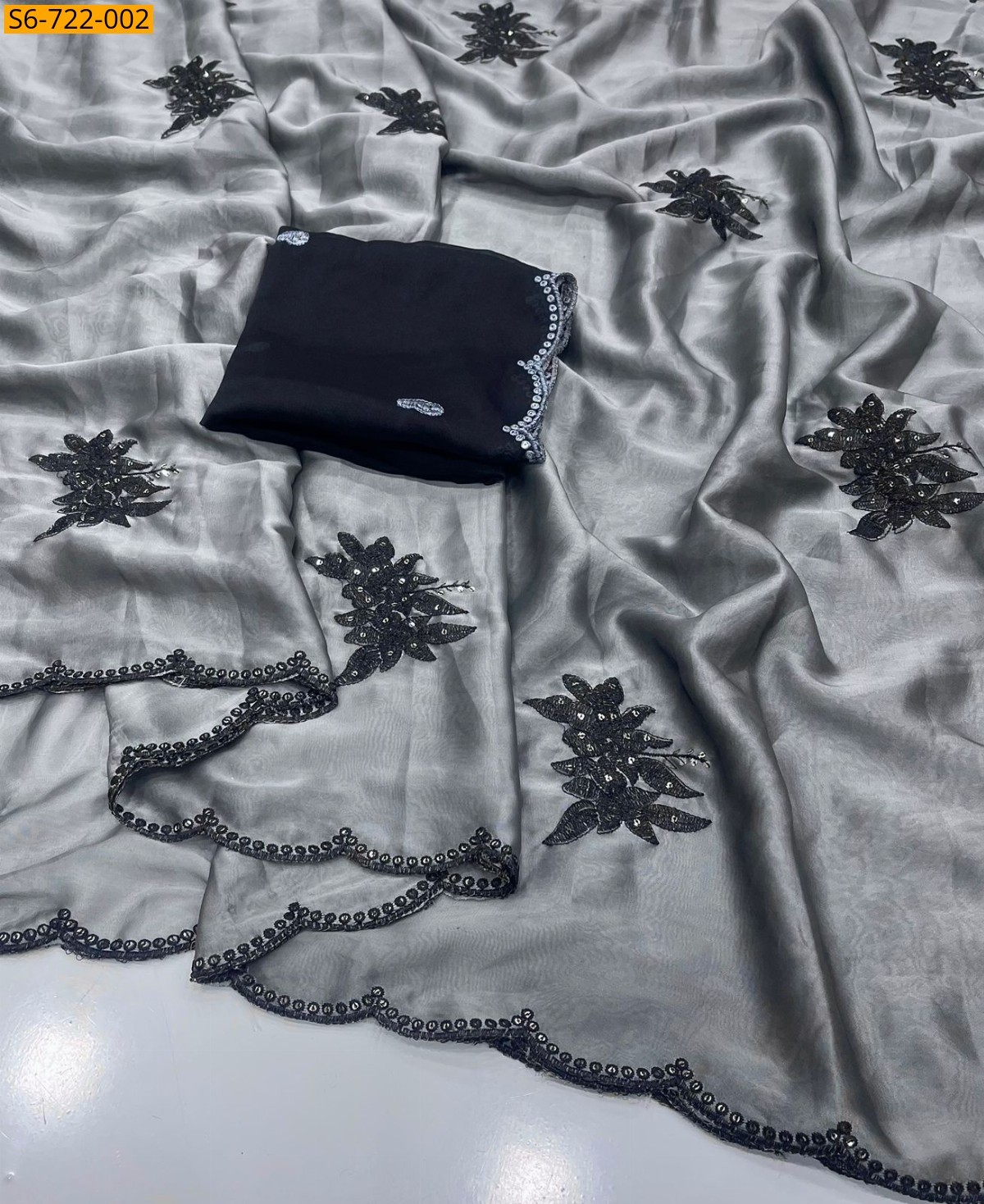 Gray Rangoli Silk Saree