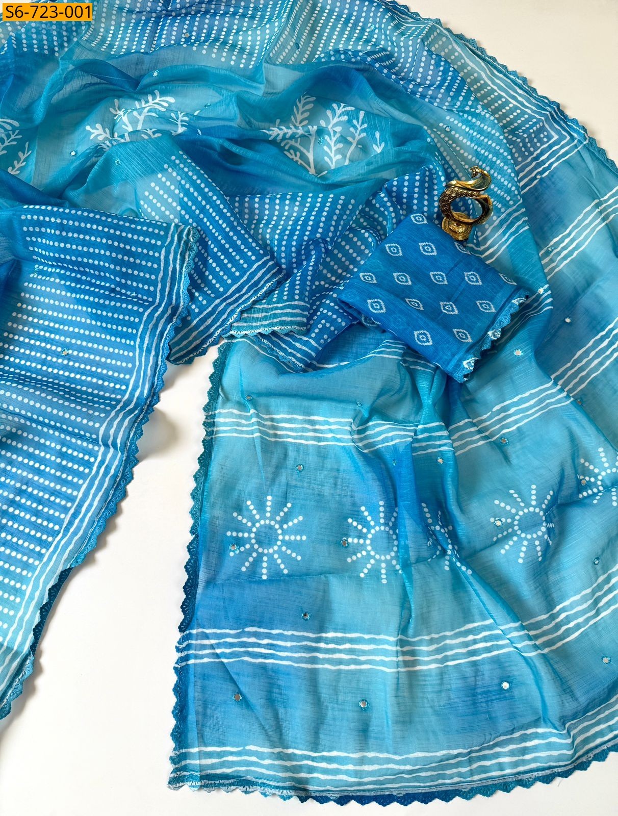 Blue Soft Linen cotton Saree