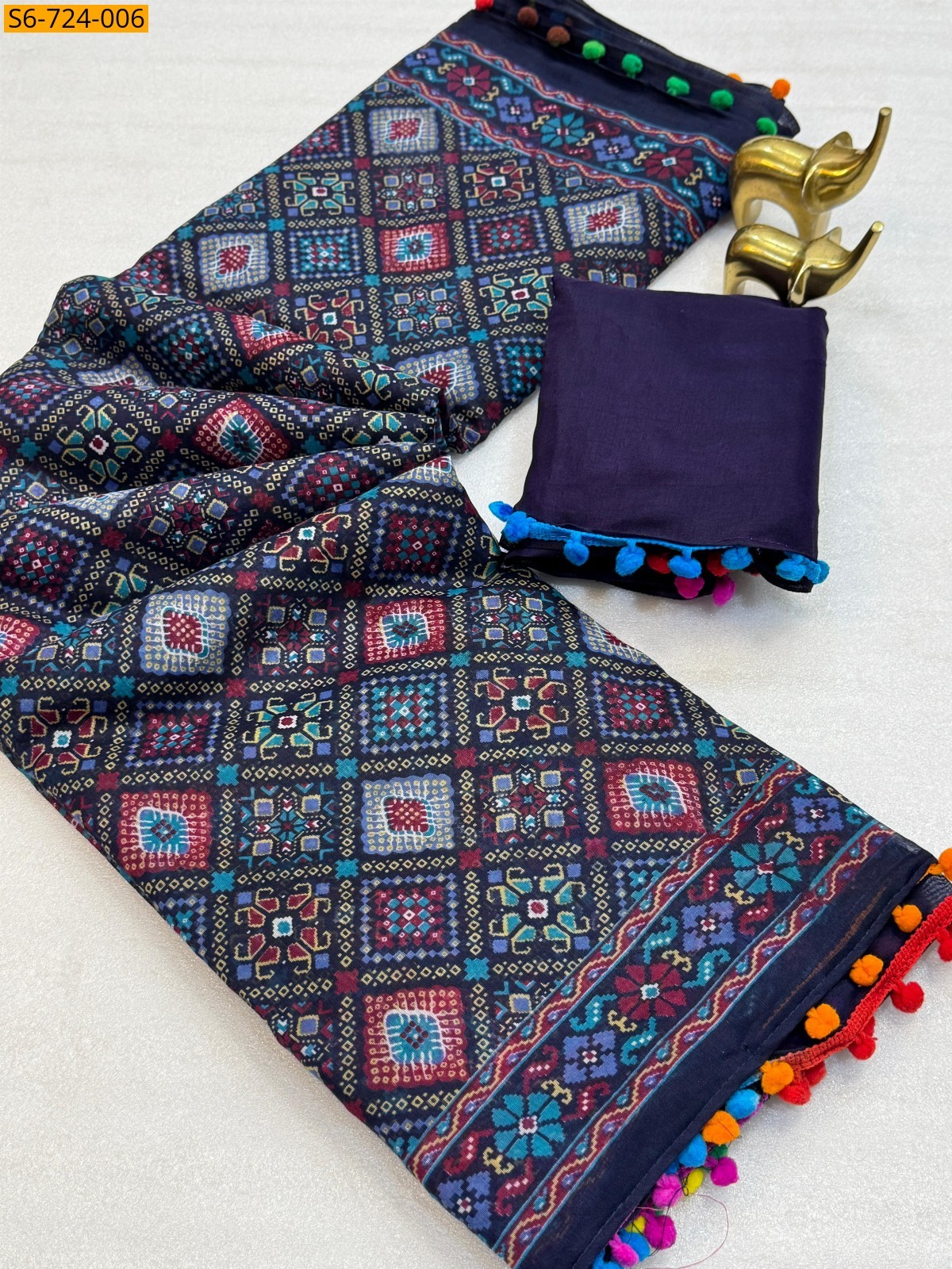 Blue Mulmul Soft Cotton Saree