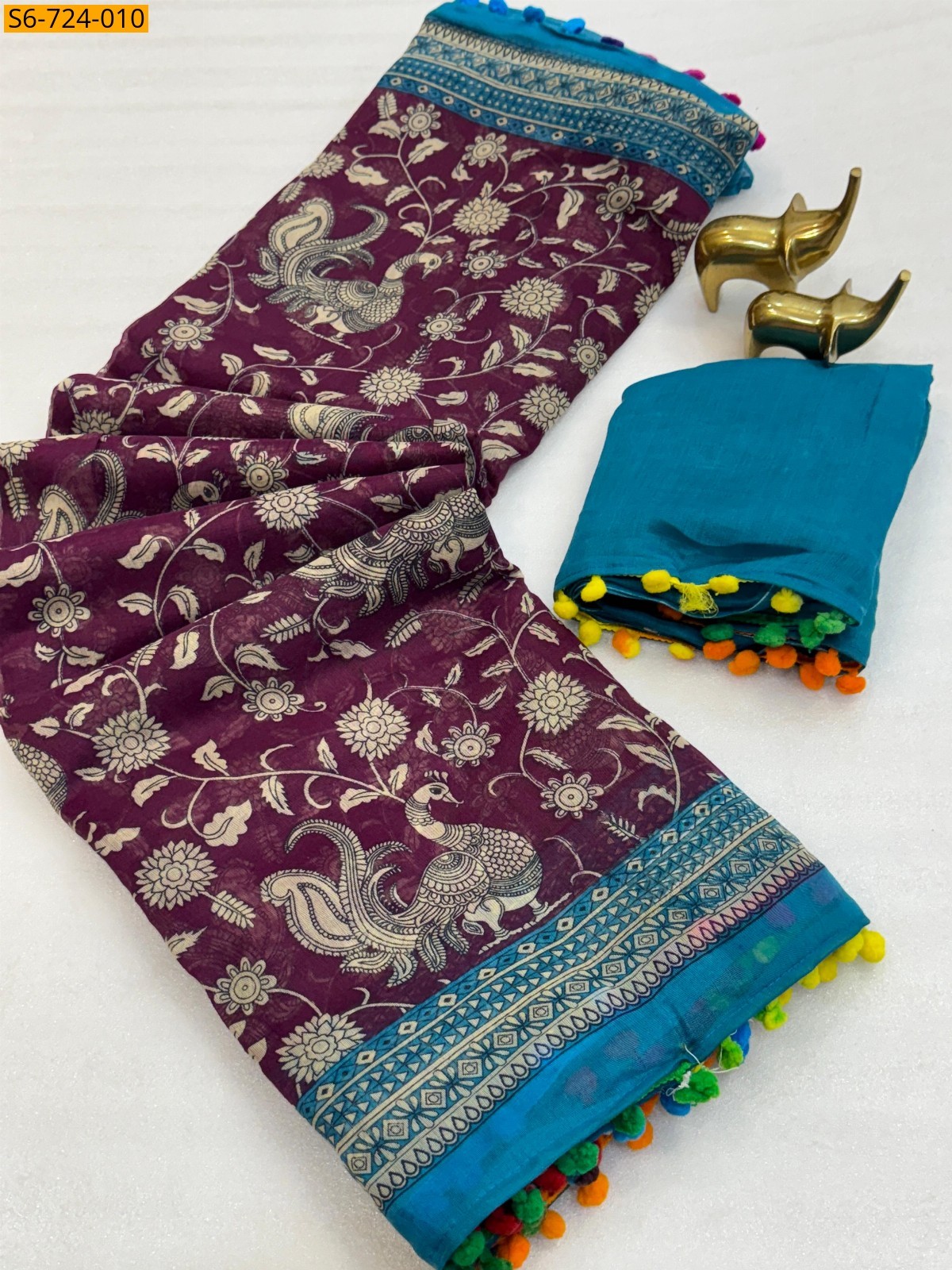 Magenta Mulmul Soft Cotton Saree