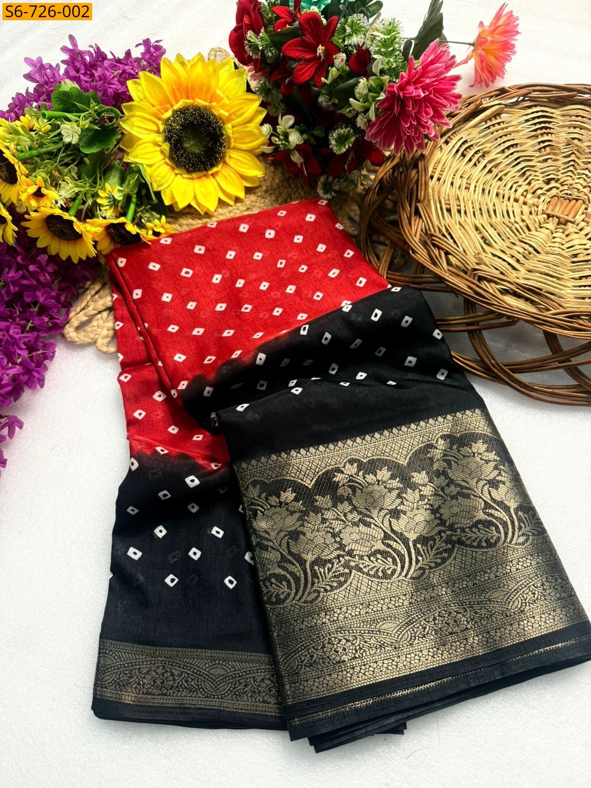 Red Fancy dola silk saree