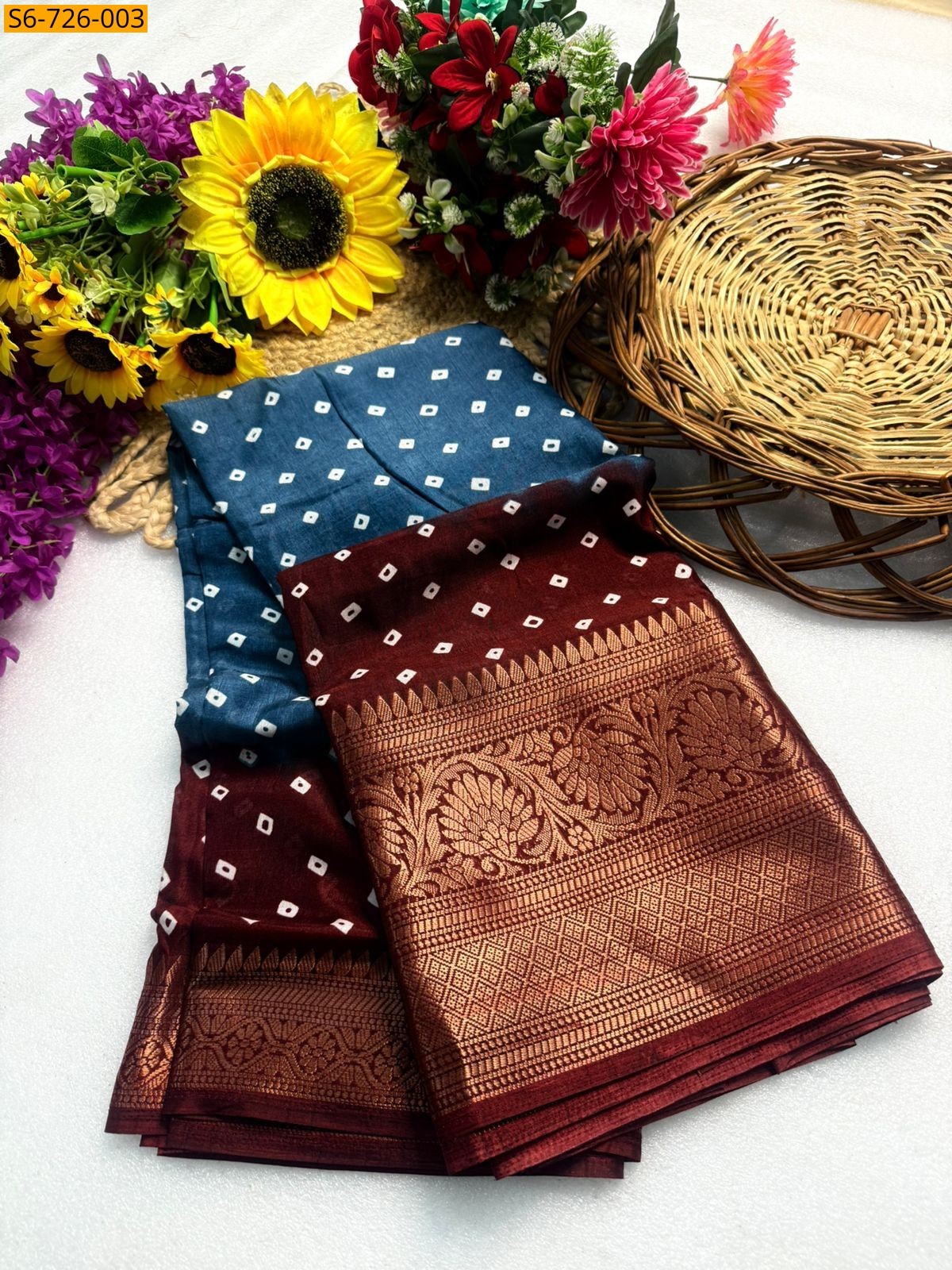 Blue Fancy dola silk saree