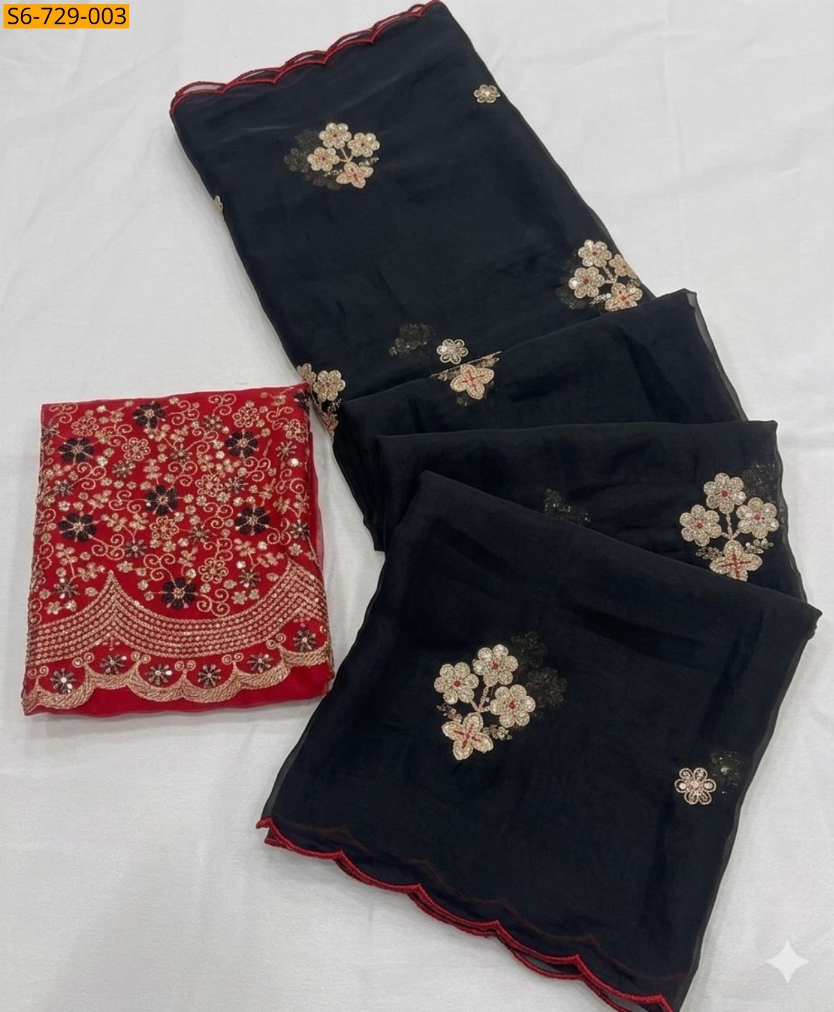 Black Rangoli Tissue Saree