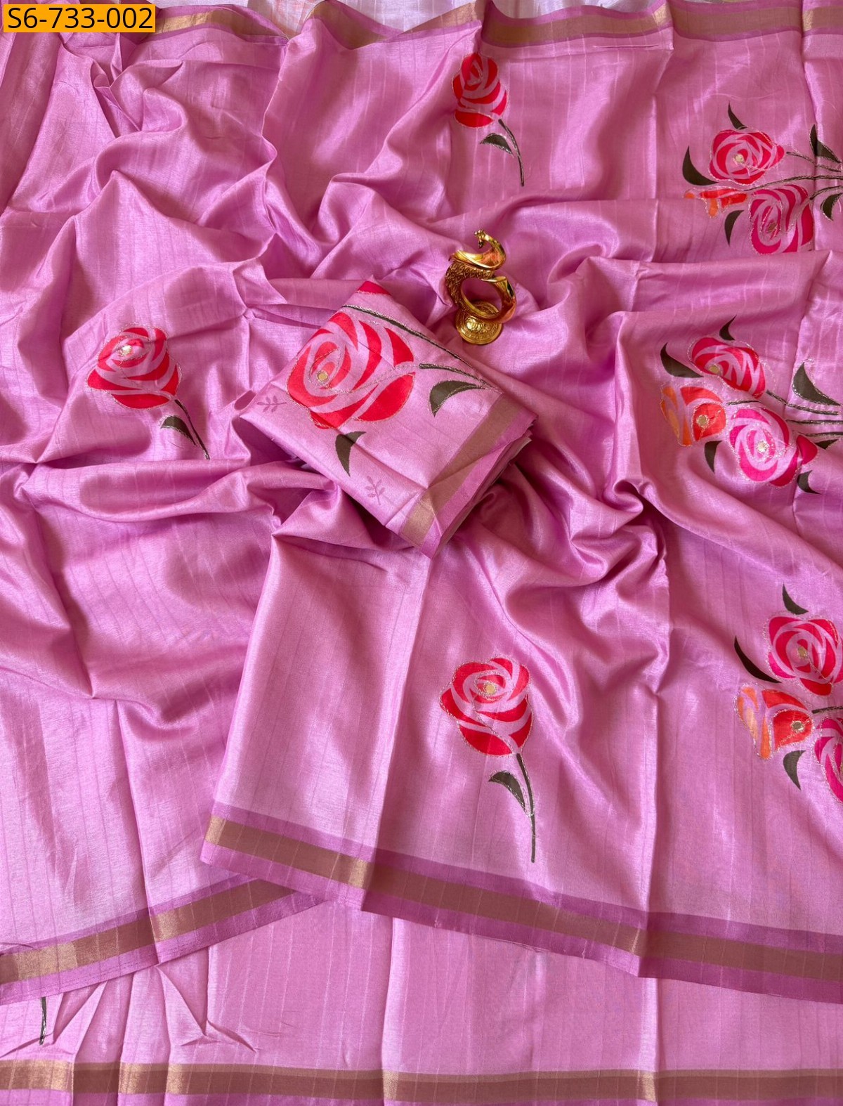 Pink Matka Silk Saree