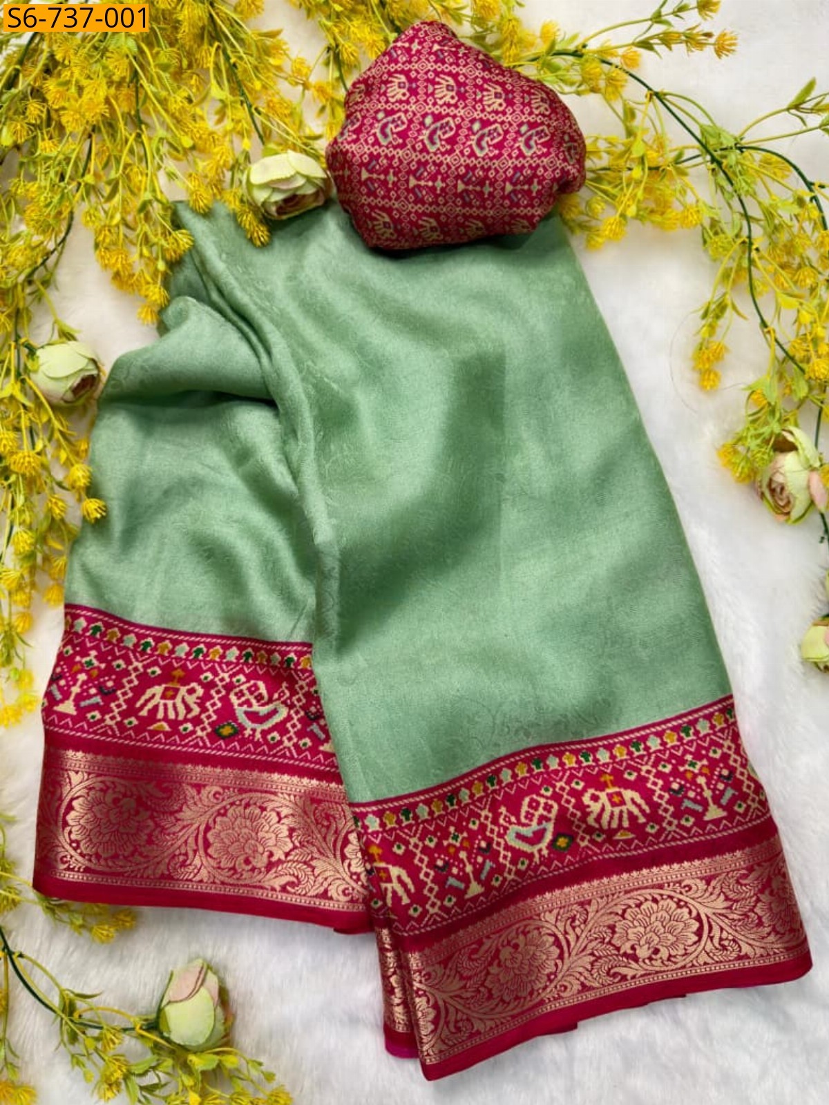 Pista Green Fancy Marshmellow  Saree