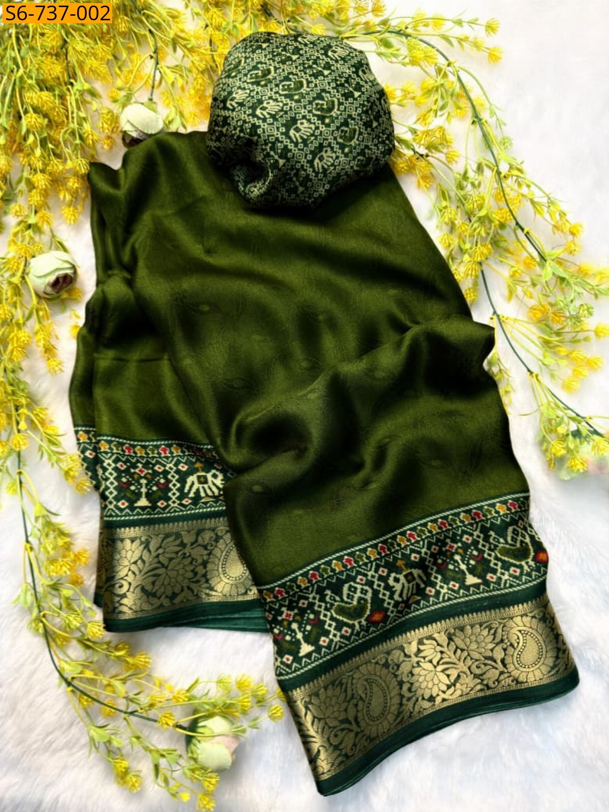 Green Fancy Marshmellow  Saree