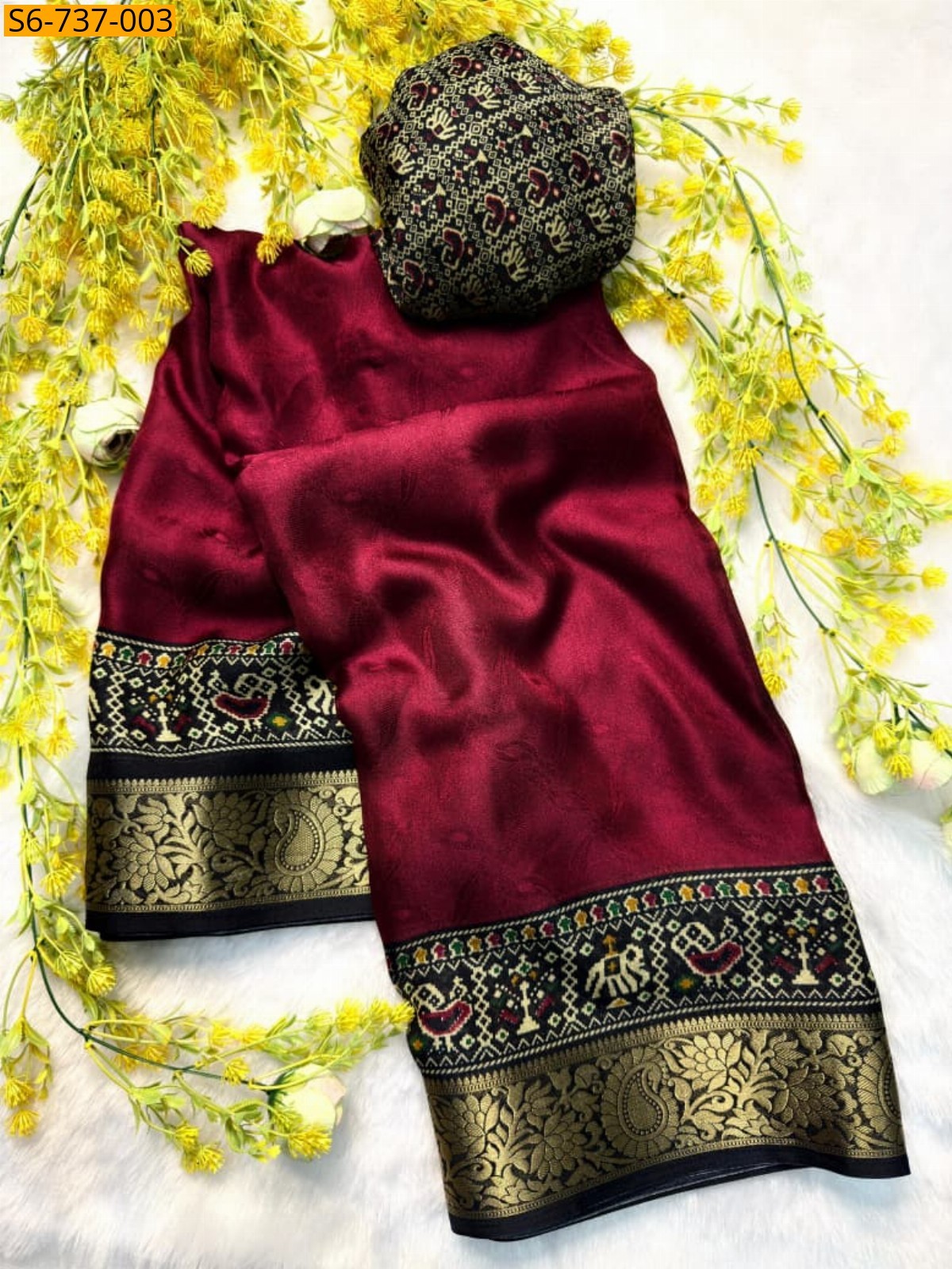 Maroon Fancy Marshmellow  Saree