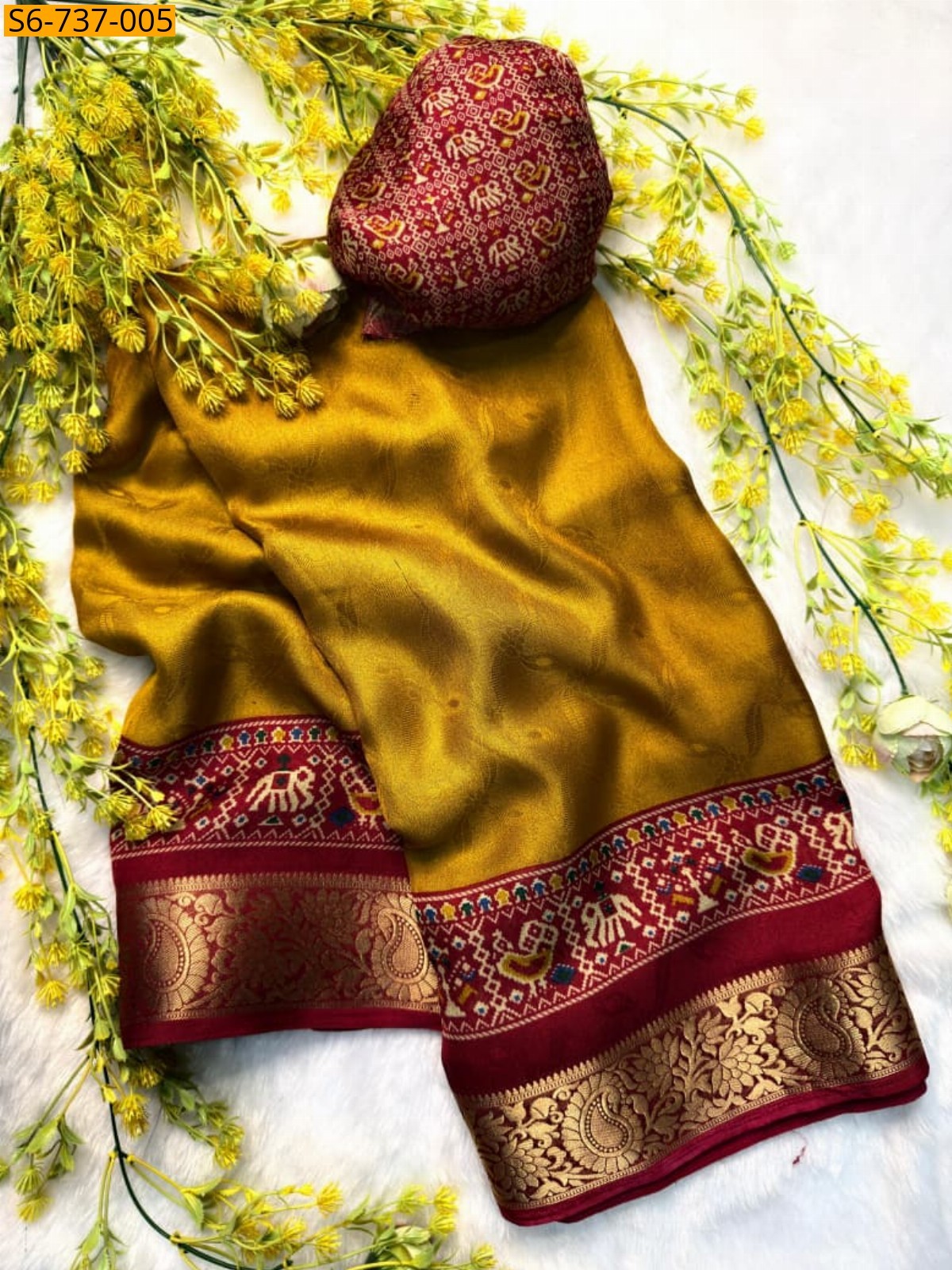 Mustard Yellow Fancy Marshmellow  Saree