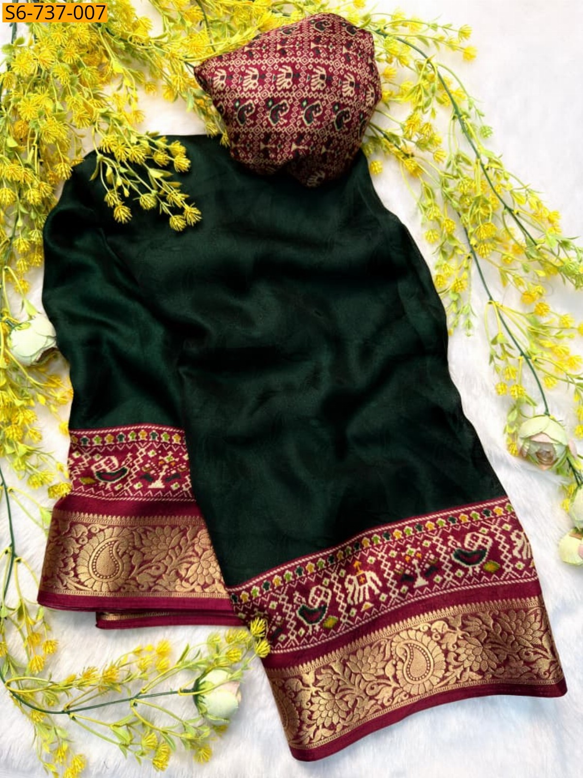 Dark Green Fancy Marshmellow  Saree
