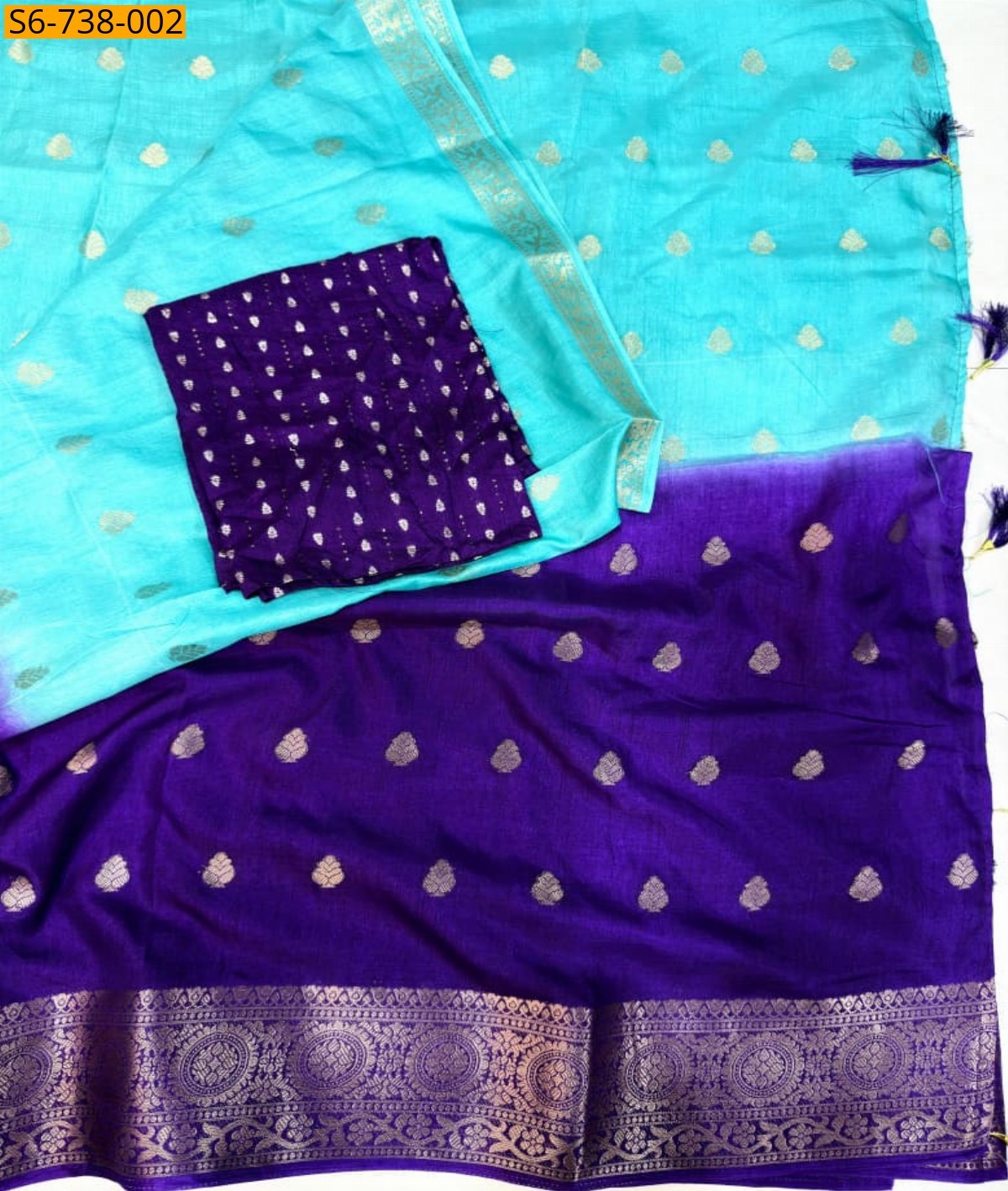 Sky Blue Fancy Dola jacquard silk sarees