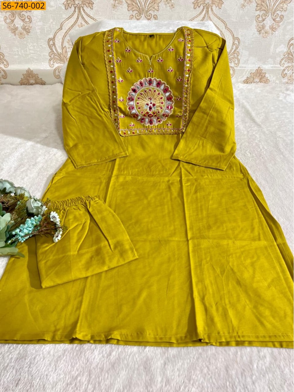 Soft Tesla Slub Kurti With Pant