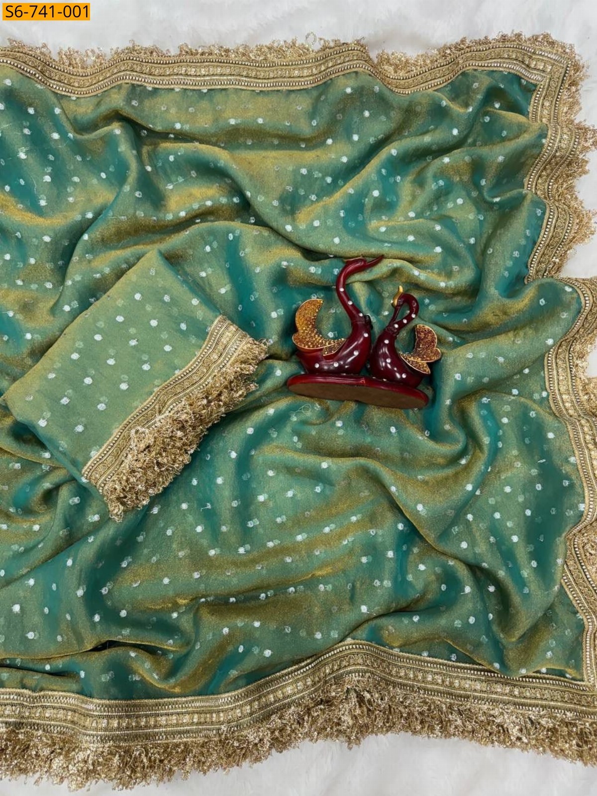 Green Fancy Moss Silk Saree 