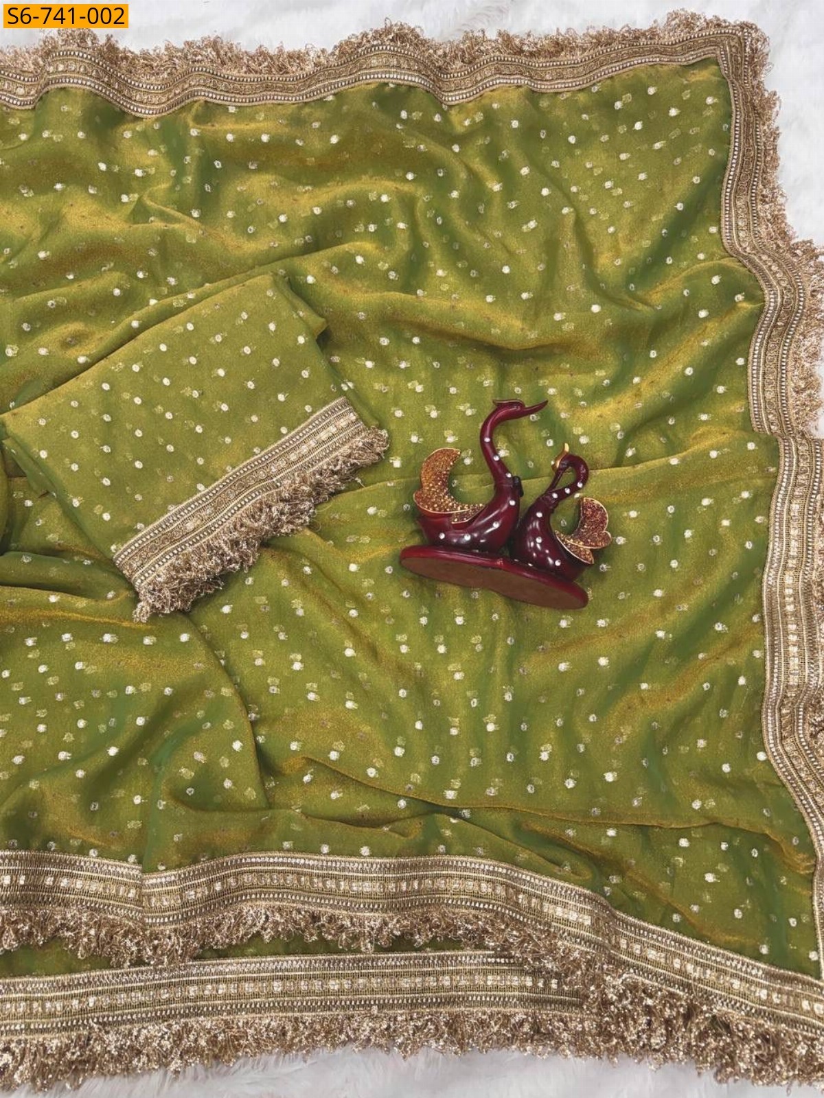 Green Fancy Moss Silk Saree 