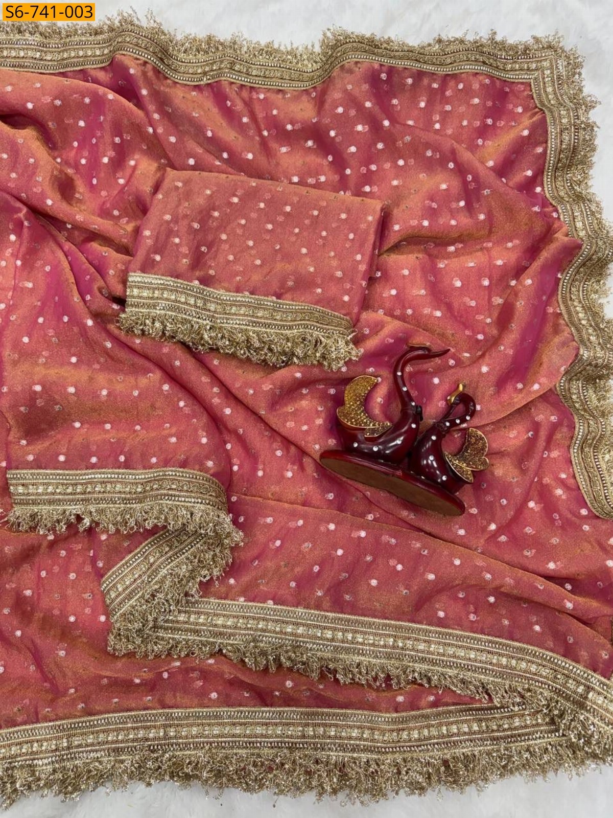 Pink Fancy Moss Silk Saree 